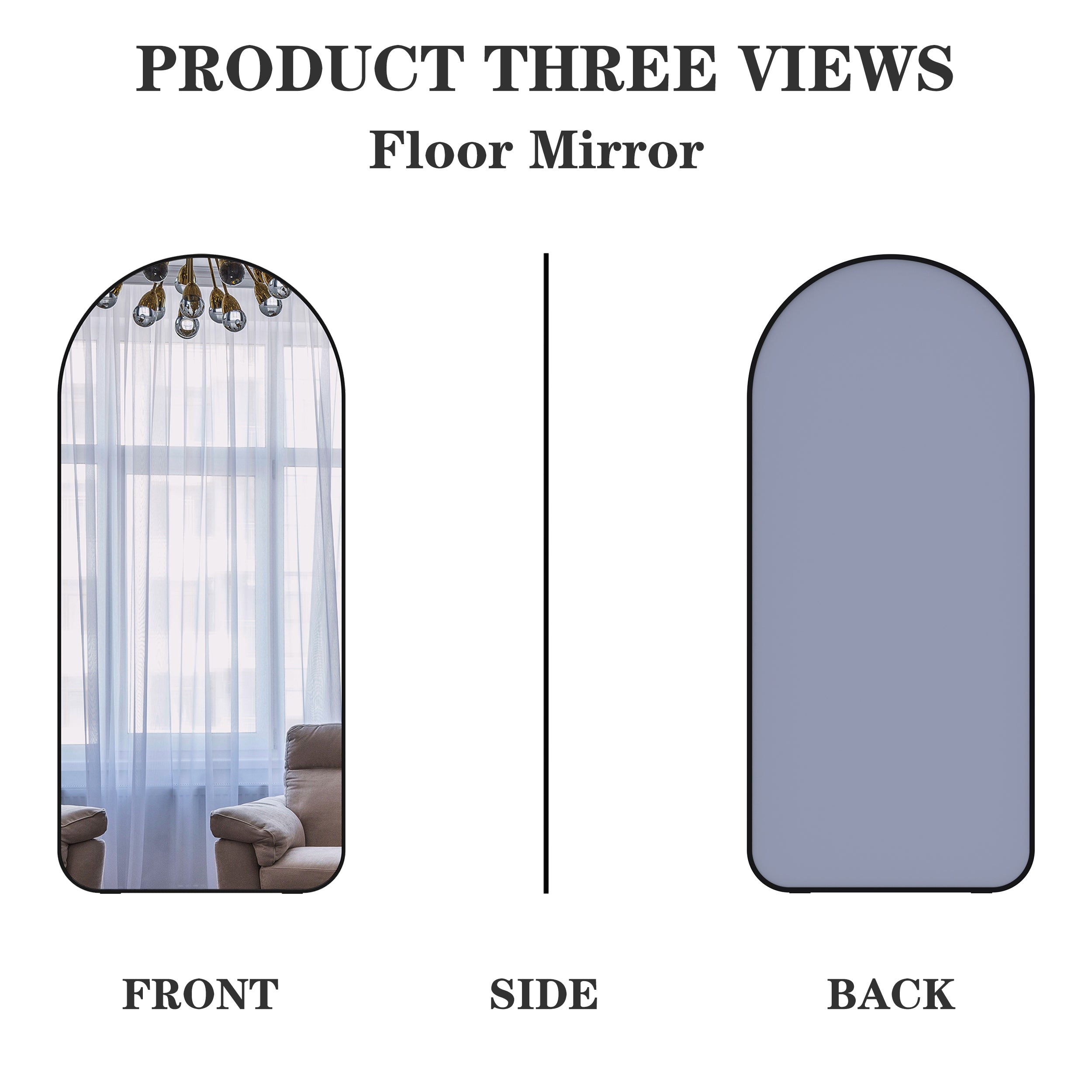 Arch Full Length Mirror 71"×32" Big Full Body Mirror for Bedroom Oversized Floor Mirror Large Standing Mirror Living Room Dressing Mirror Leaning Against Wall, Aluminum Frame, Black