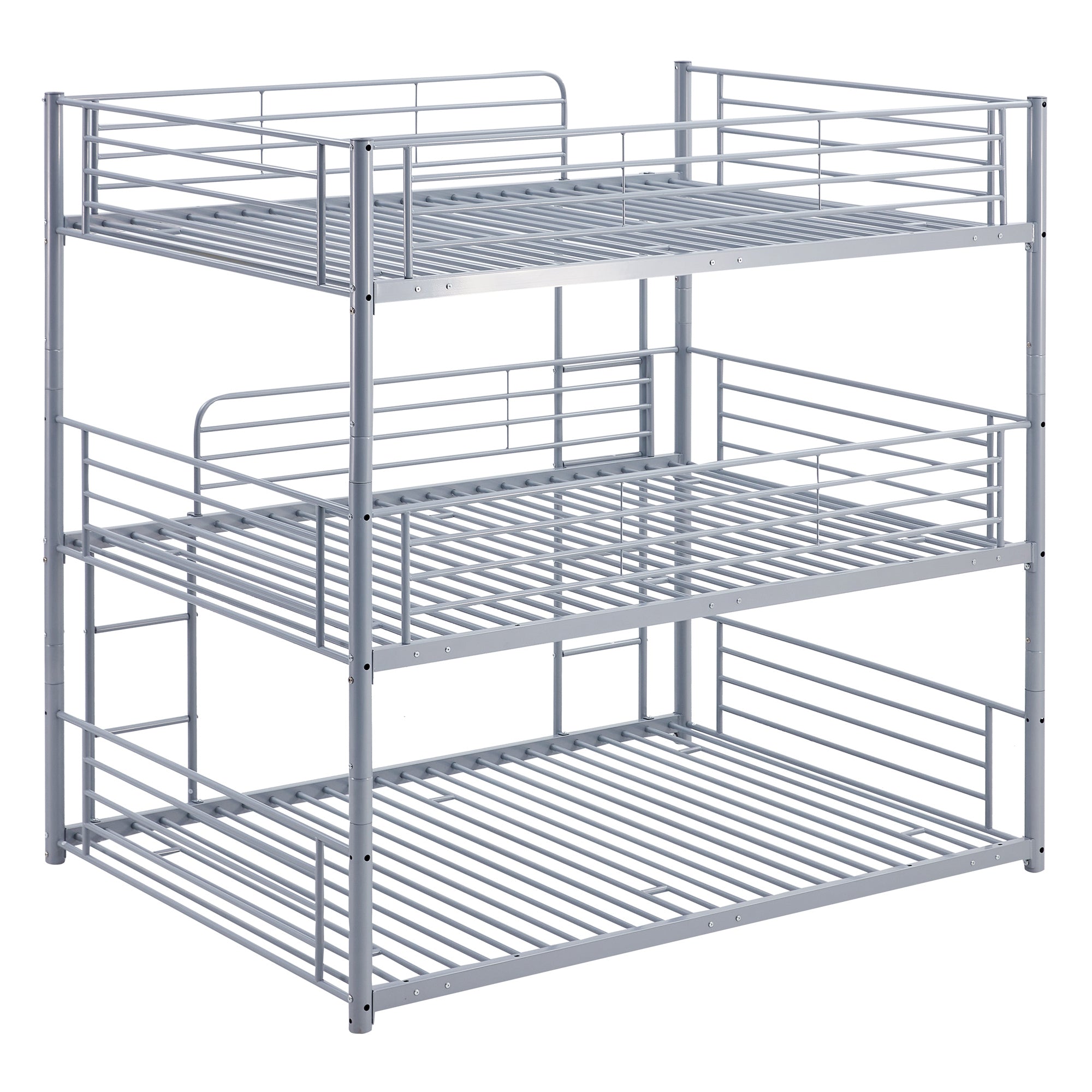 Full-Full-Full Metal Triple Bed with Built-in Ladder, Divided into Three Separate Beds,Gray(OLD SKU:LP000297AAE)
