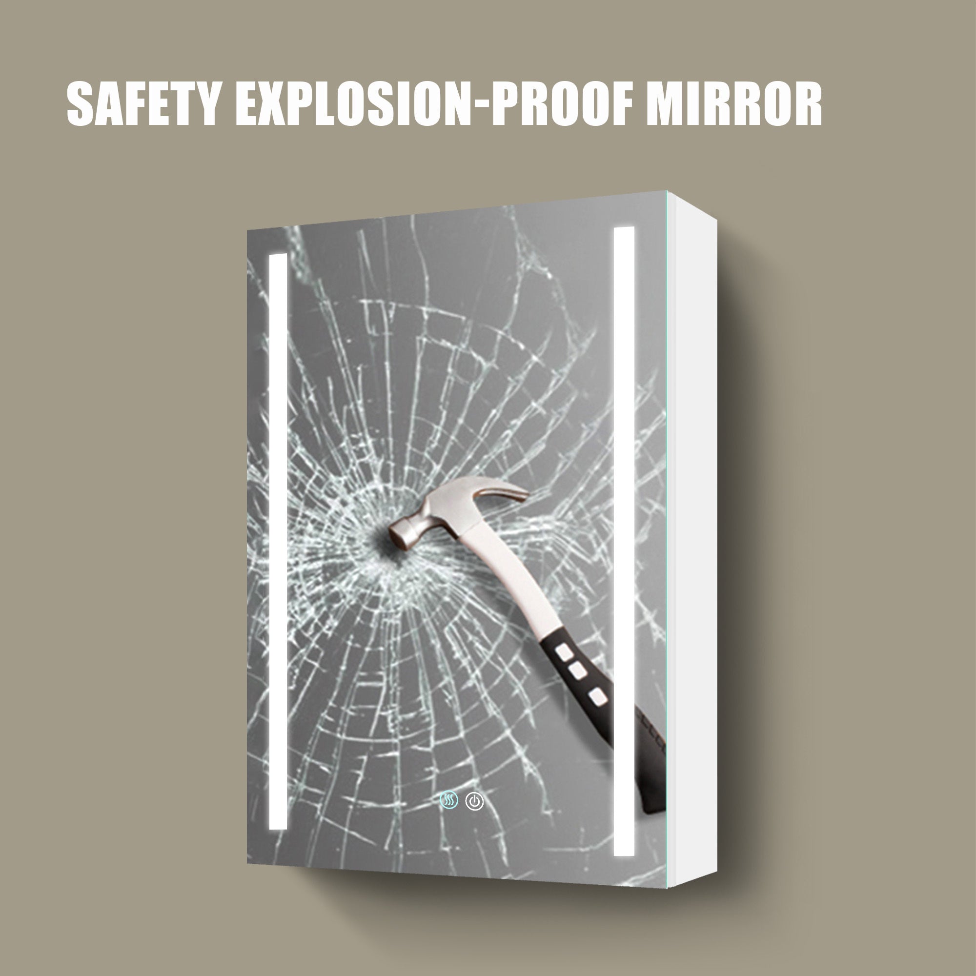 30x20 inch LED Bathroom Medicine Cabinet Surface Mounted Cabinets With Lighted Mirror White Right Open