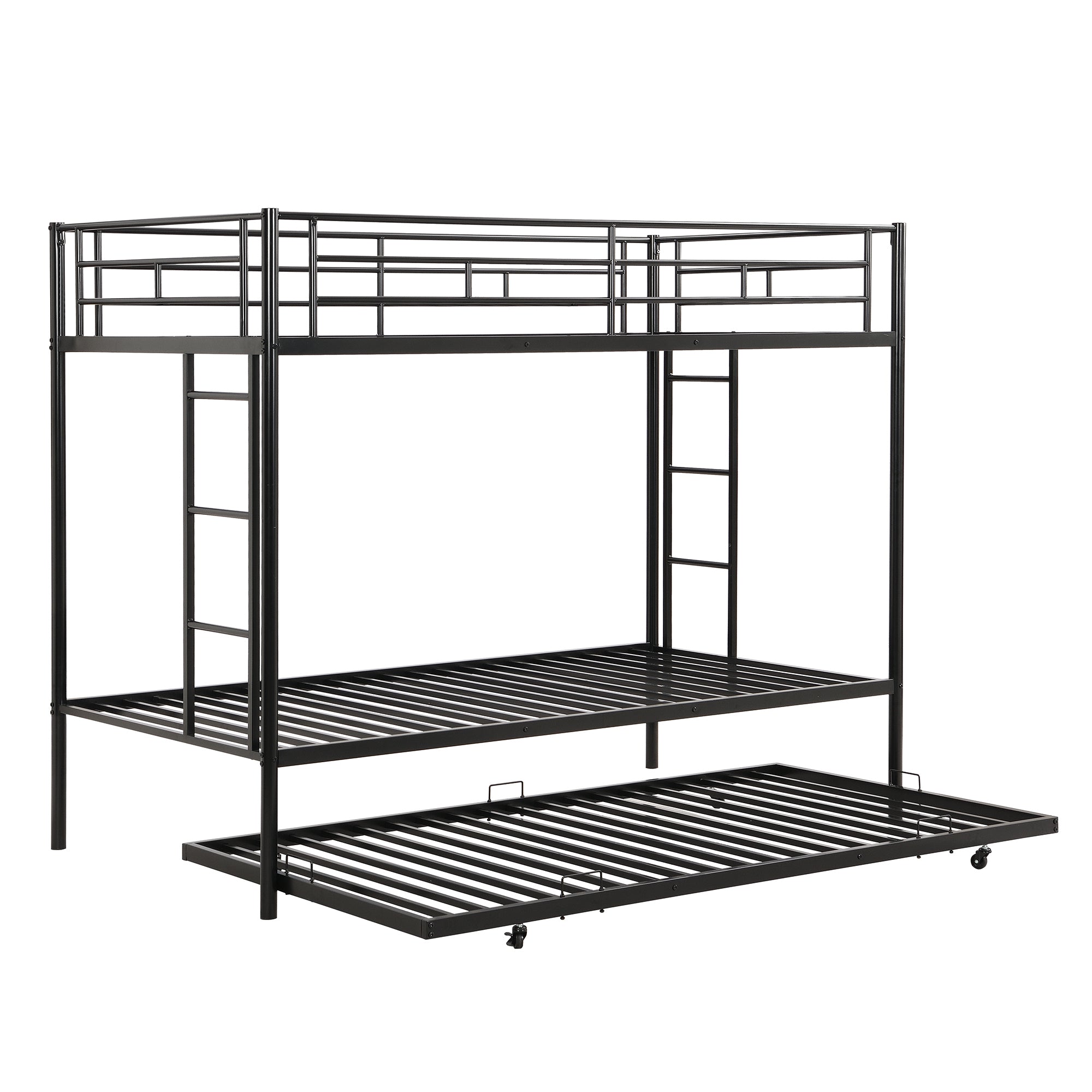 Twin over Twin Bunk Bed with Trundle, Black