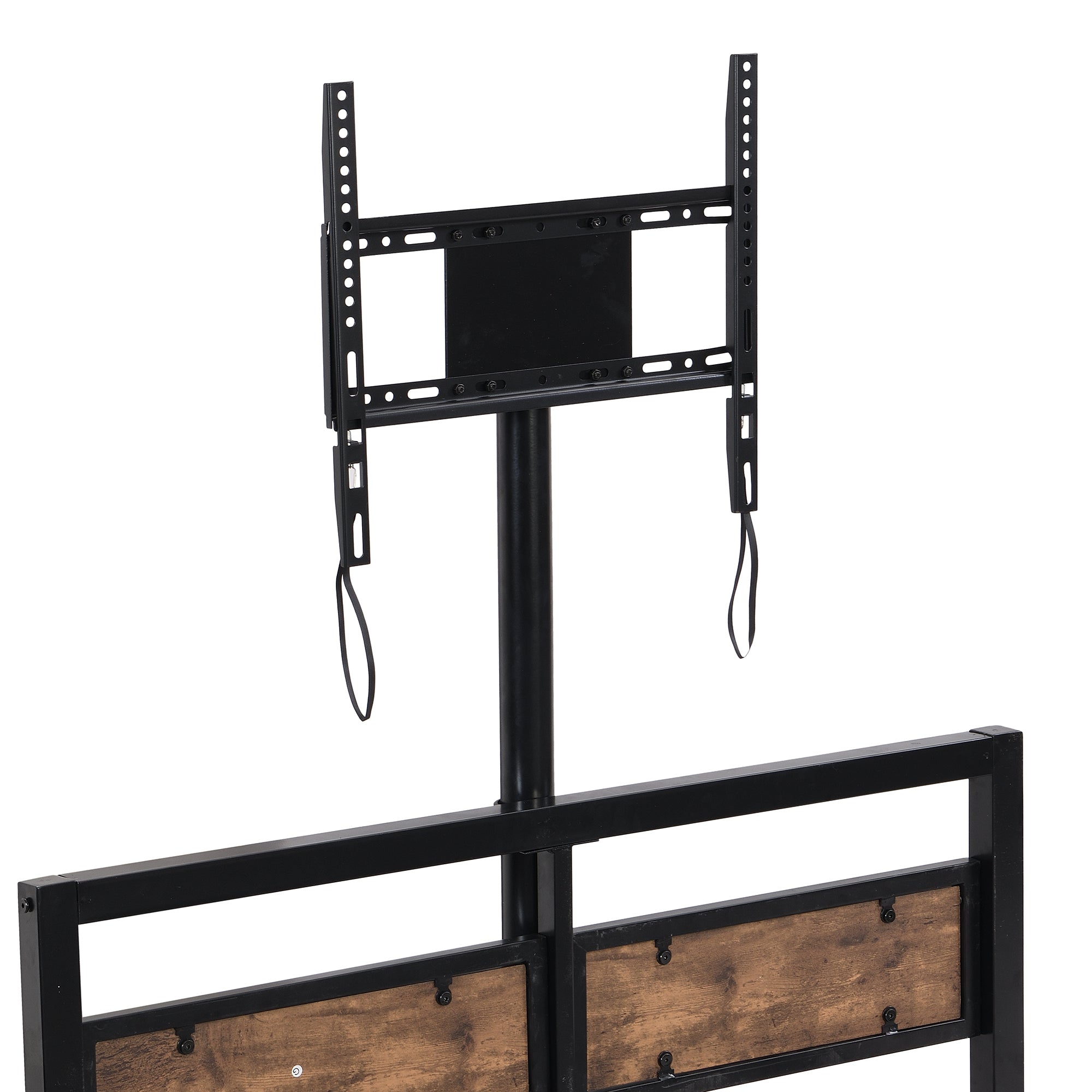 Twin Size Metal Platform Bed with MDF Headboard and Footboard,Two Storage Drawers and Rotatable TV Stand,Black