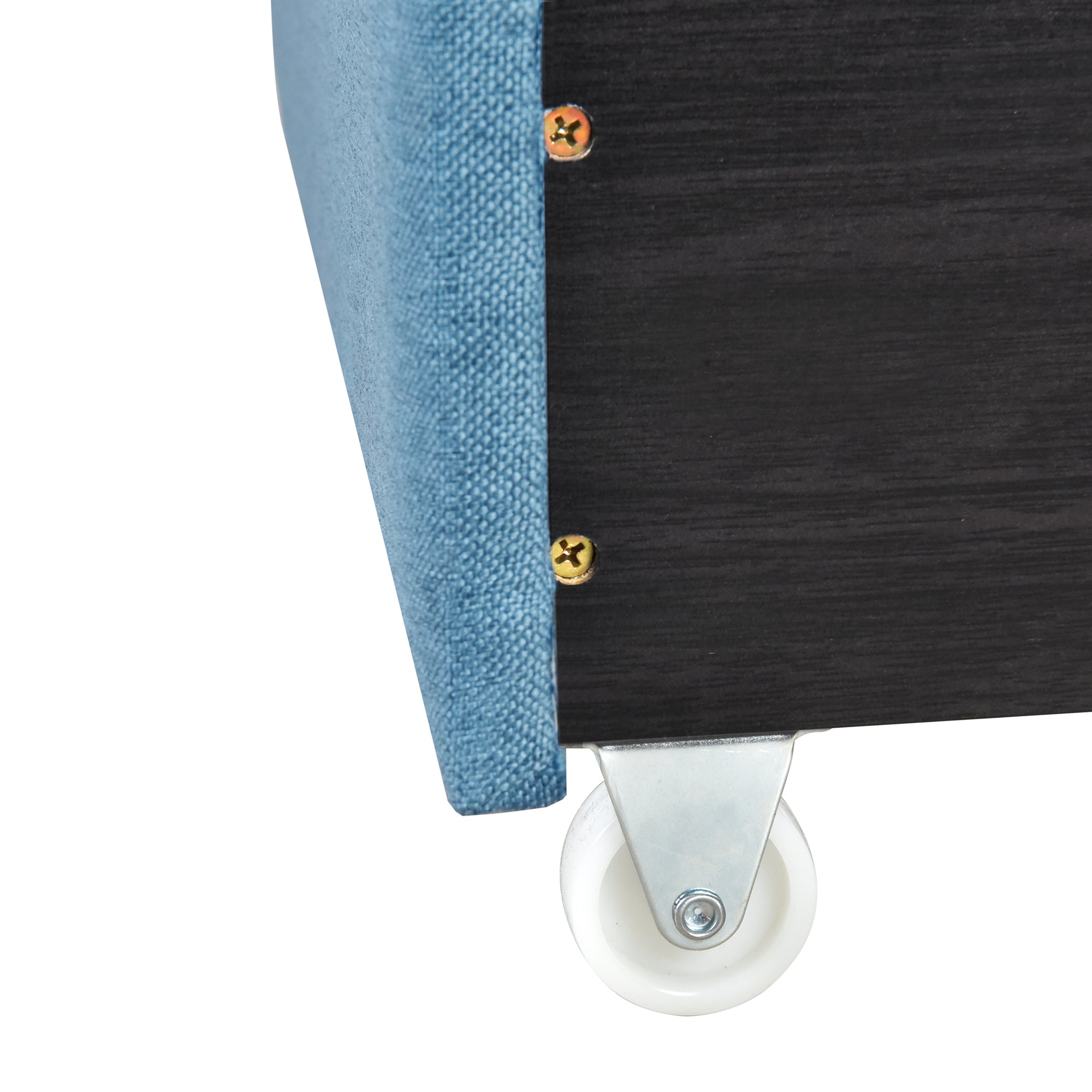 Queen Size Storage Bed Linen Upholstered Platform Bed with Two Drawers - Blue