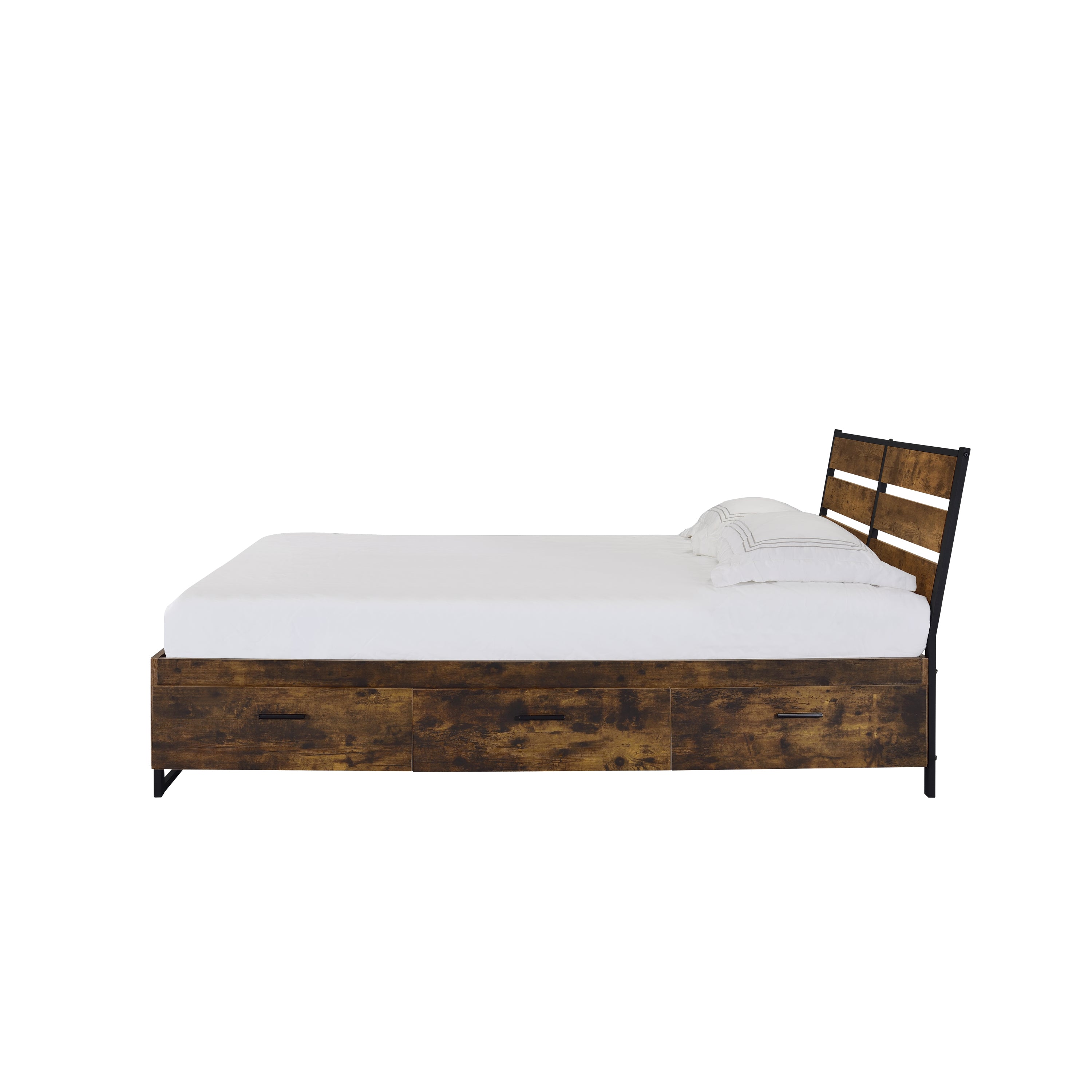 Juvanth Queen Bed W/Storage in Rustic Oak & Black Finish 24260Q