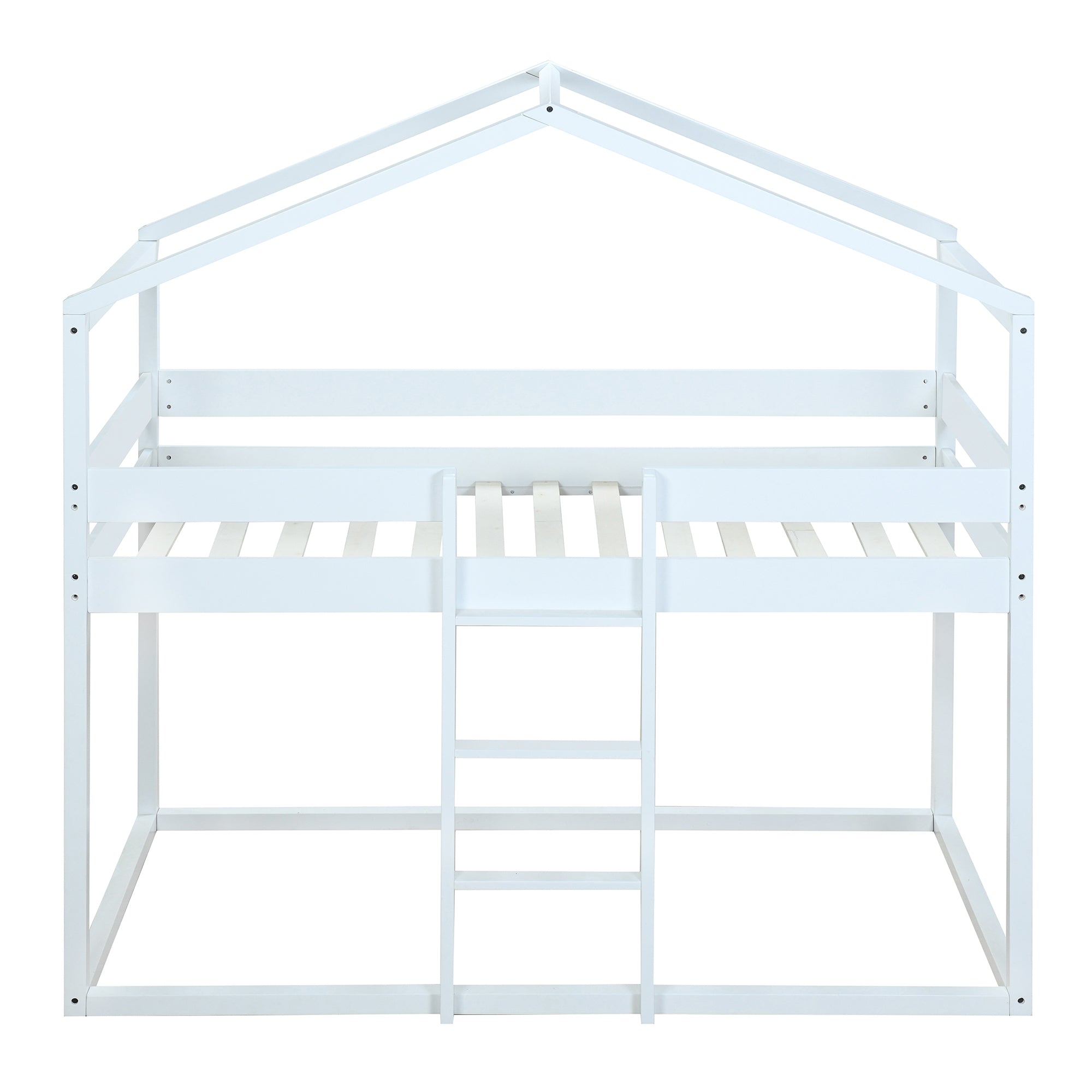 Twin Over Twin Bunk Bed Wood Bed with Tent, White