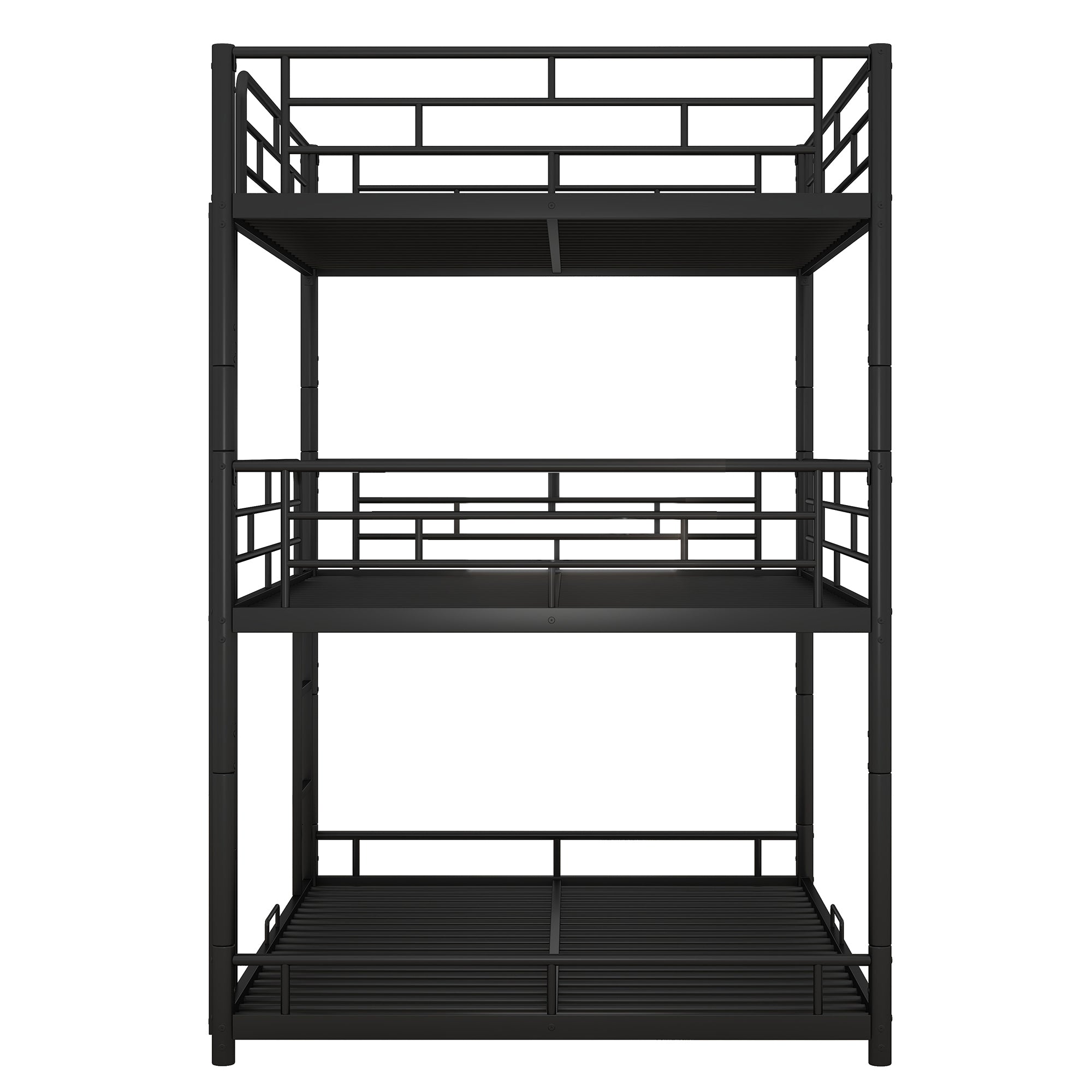 Metal Full Size Triple Bunk Bed, Black