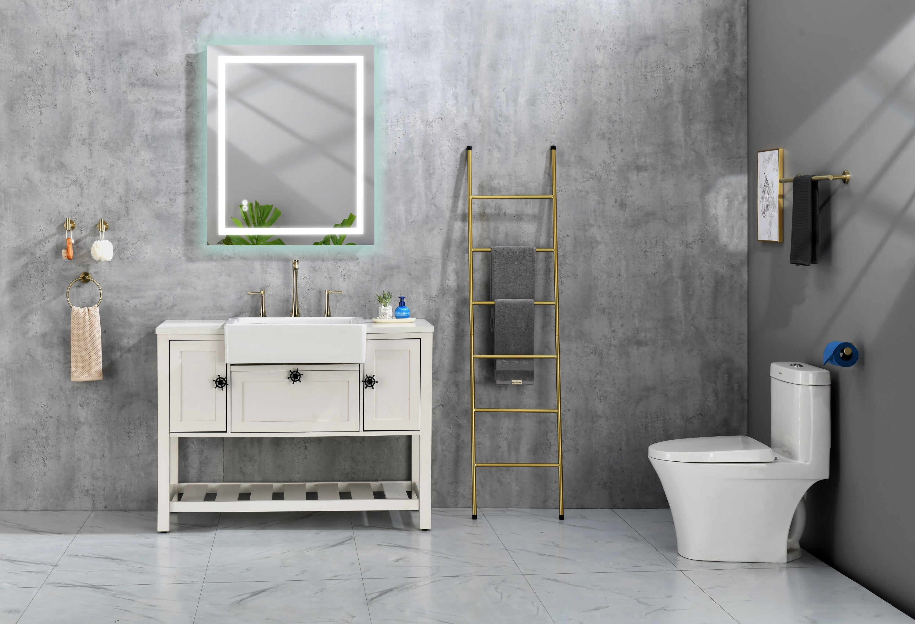 28*36 LED Lighted Bathroom Wall Mounted Mirror with High Lumen+Anti-Fog Separately Control Dimmer Function