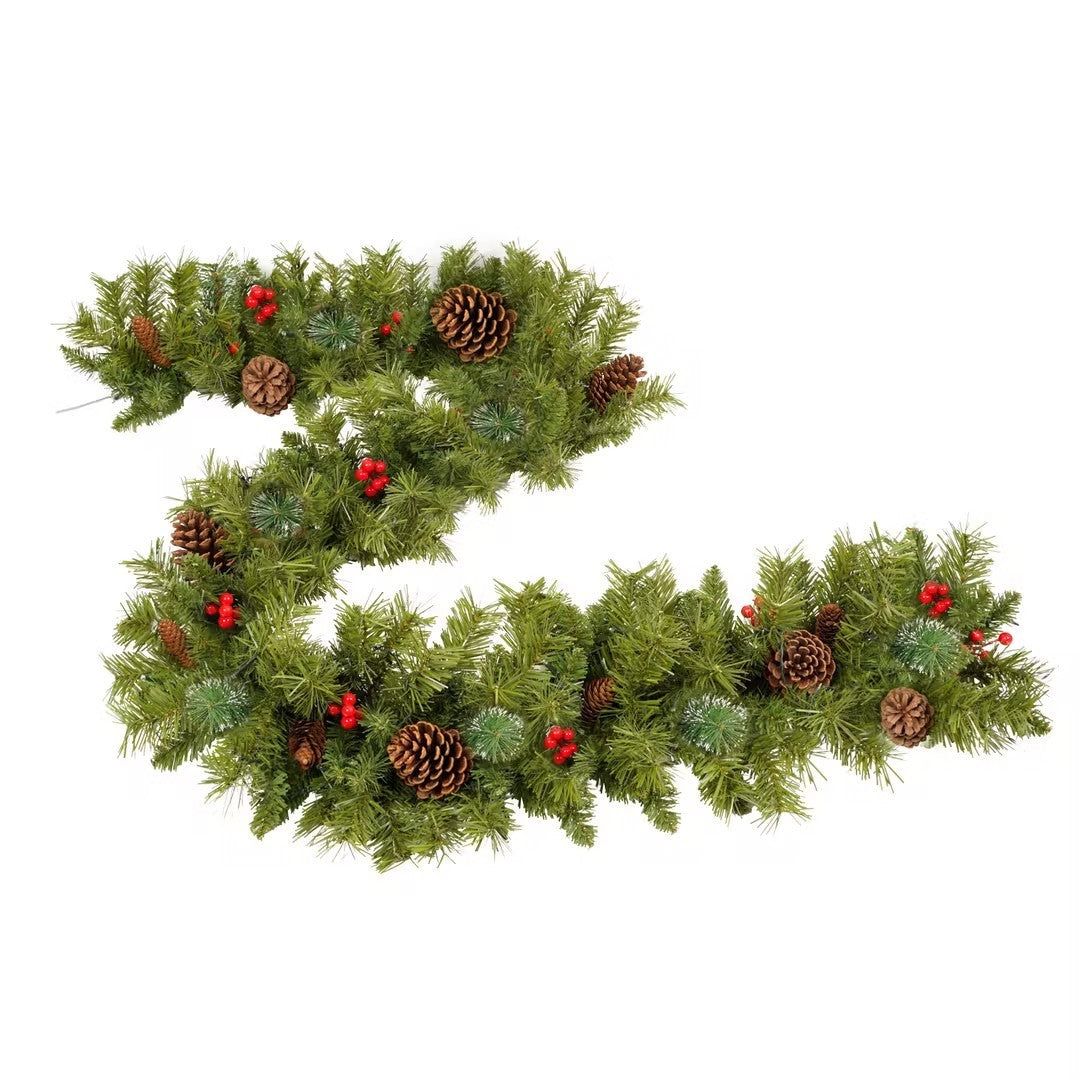 Xmas Tree Artificial Christmas 4-Piece Set,Garland, Wreath and Set of 2 3FT Entrance Trees X-mas with LED Lights, Christmas Tree