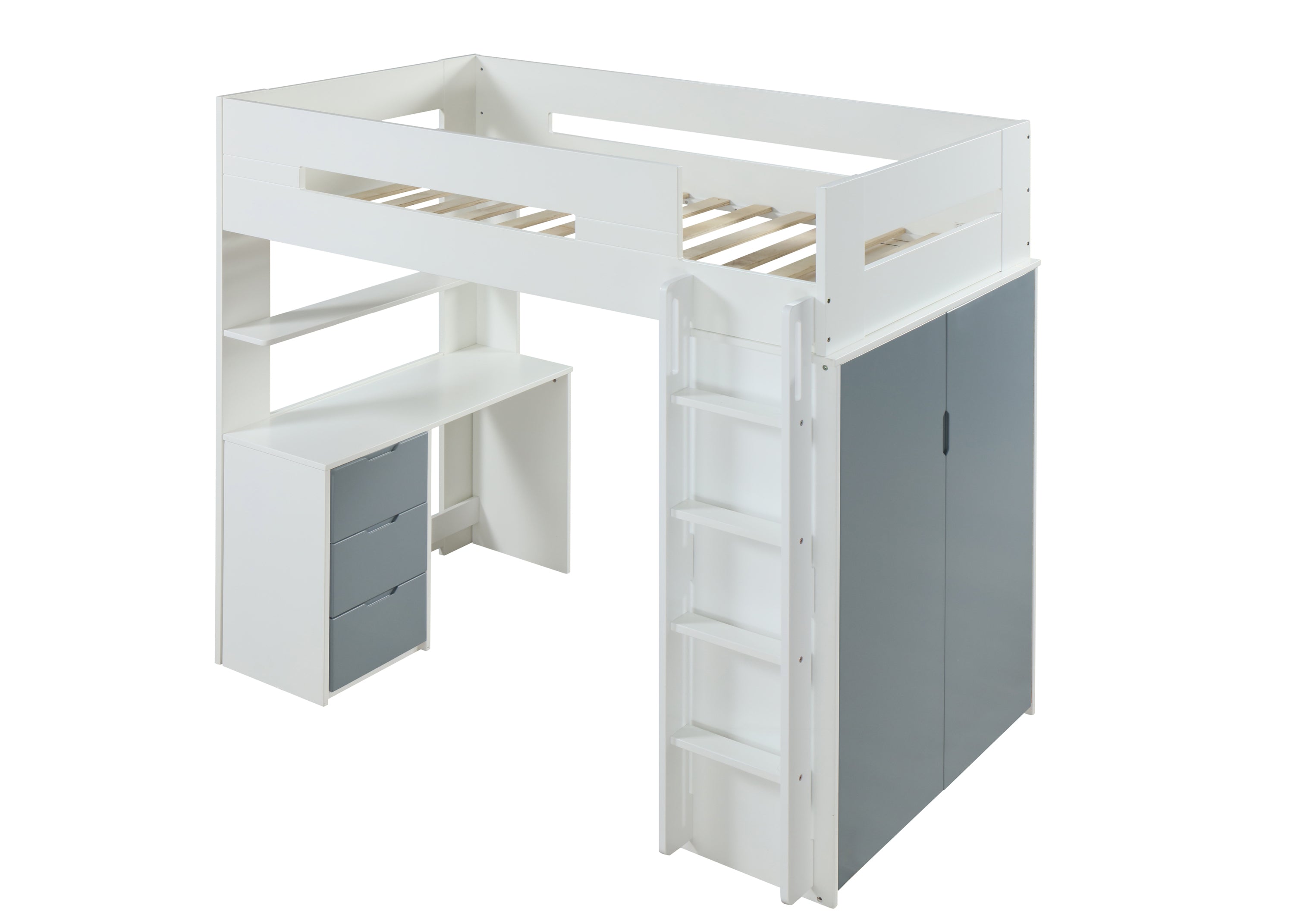 Nerice Loft Bed in White & Gray 38050