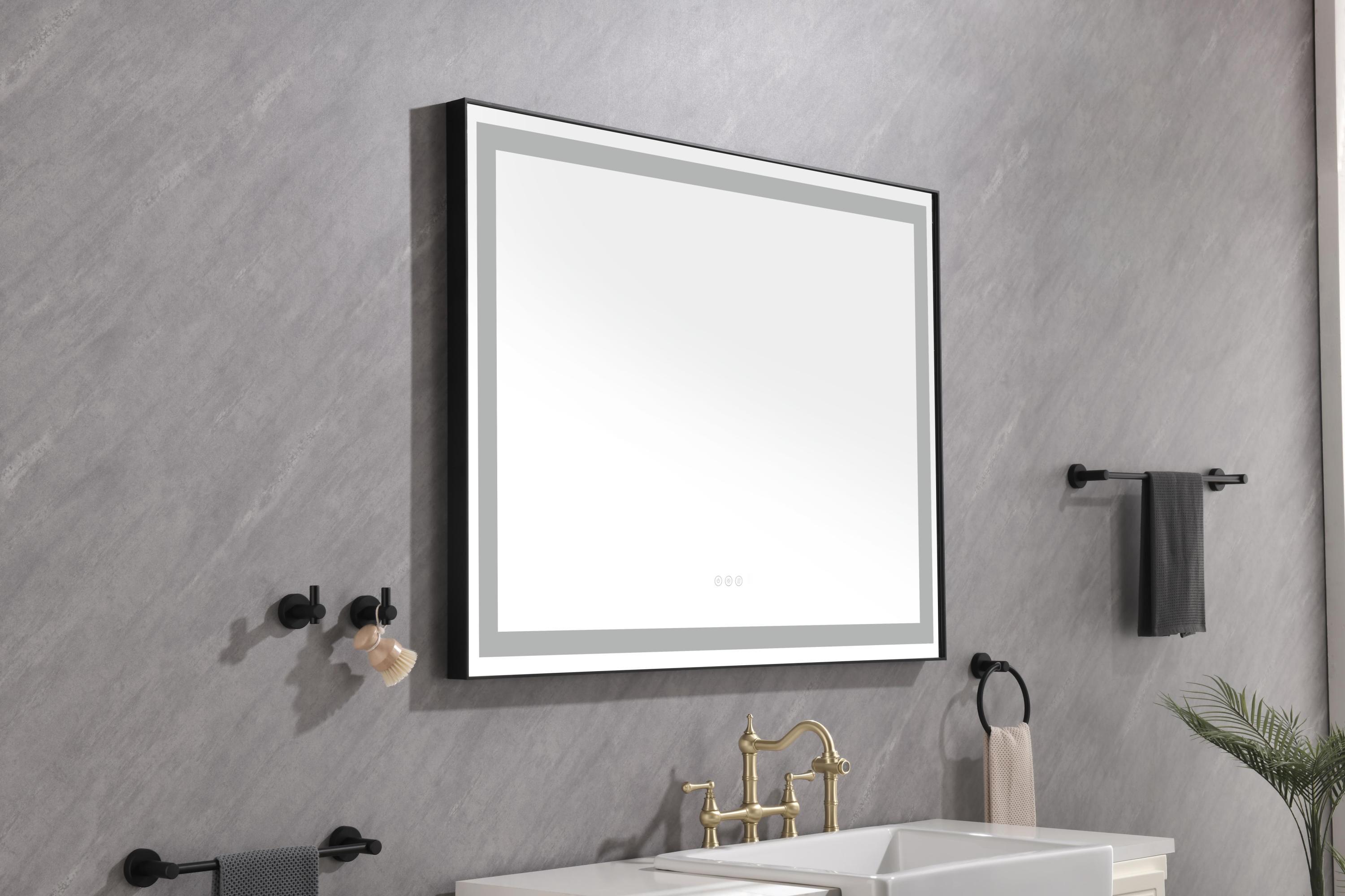 48*36 LED Lighted Bathroom Wall Mounted Mirror with High Lumen+Anti-Fog Separately Control