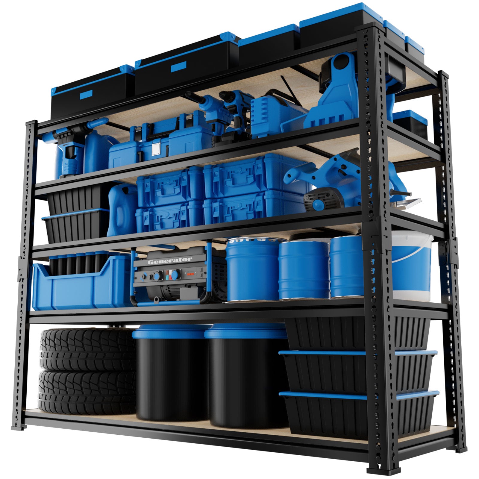 5-Tier MDF Adjustable Storage Shelves , Heavy Duty Garage Storage Shelving Unit, Metal Shelves