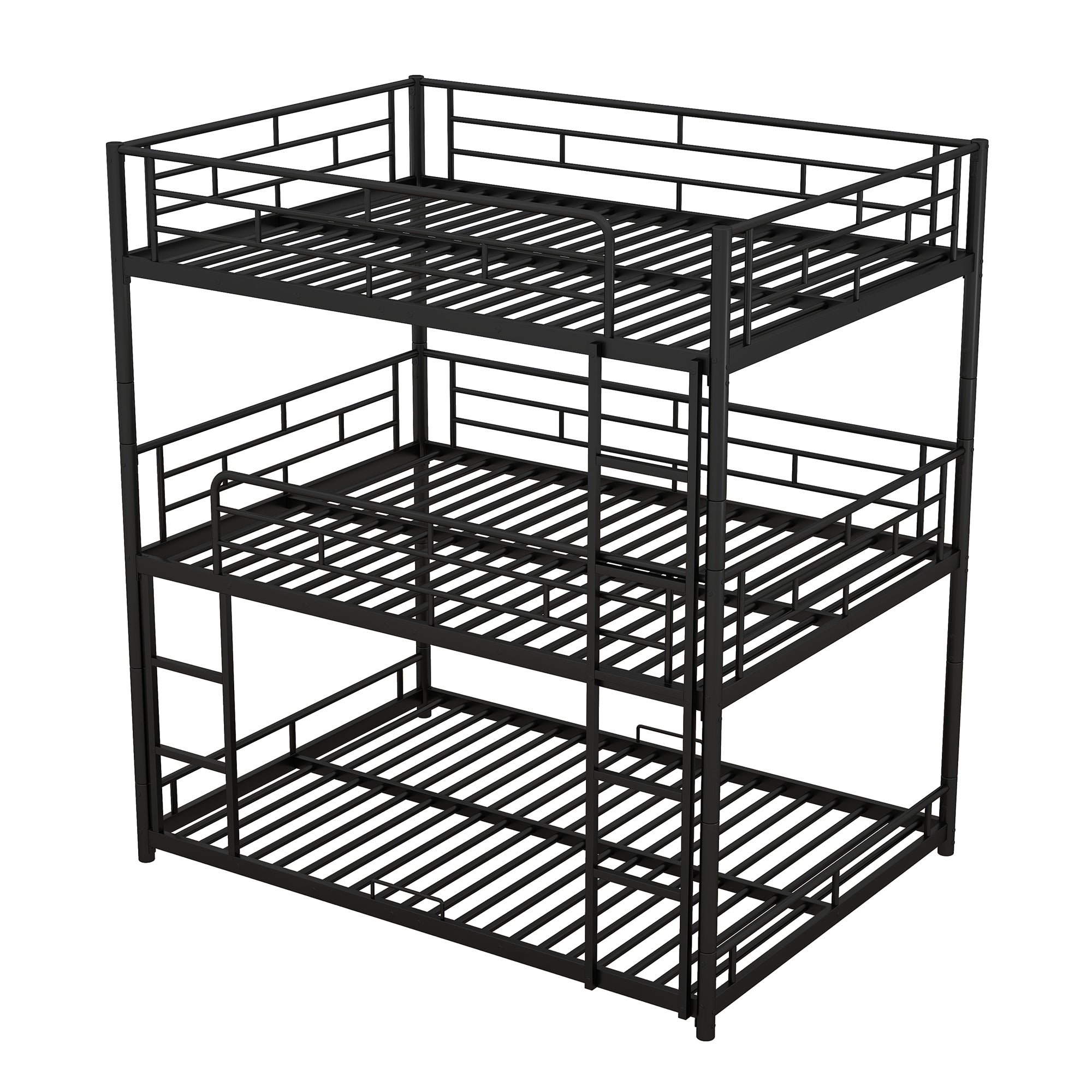 Metal Full Size Triple Bunk Bed, Black
