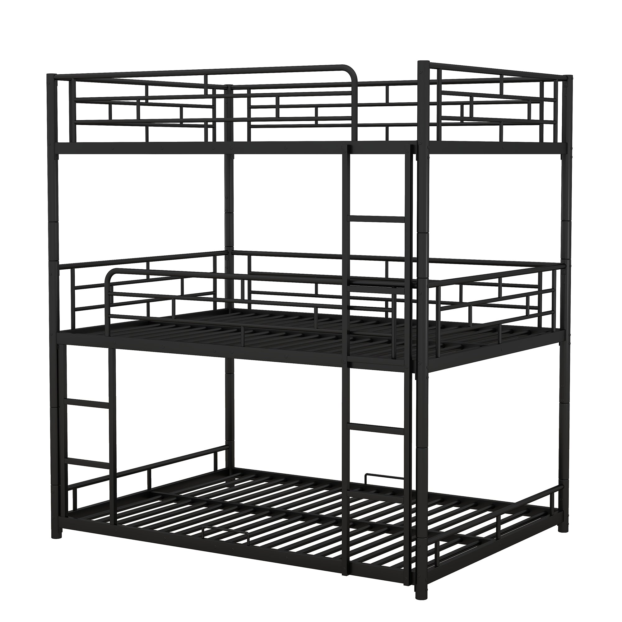 Metal Full Size Triple Bunk Bed, Black