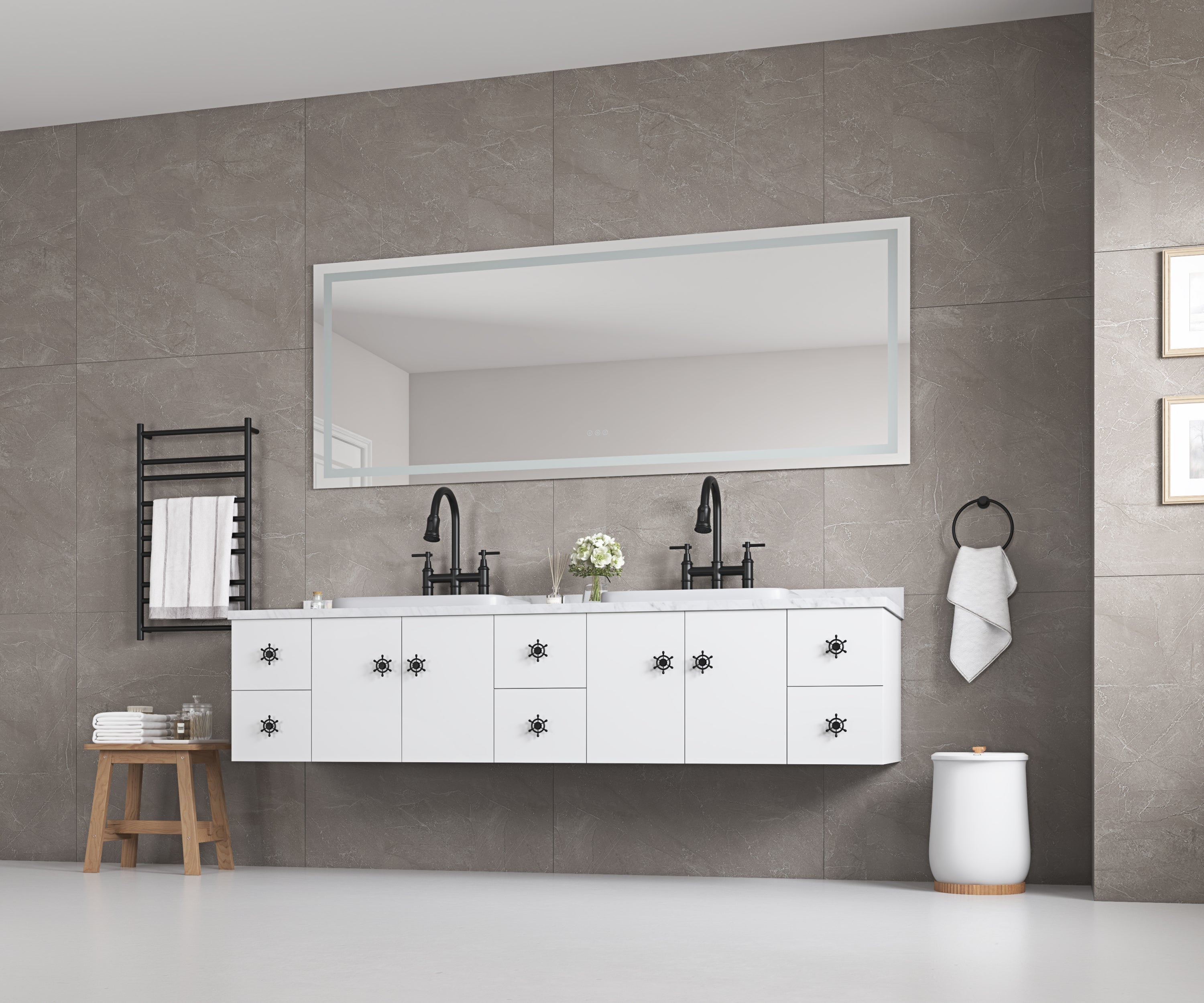 LED Bathroom Mirror 72 "x 36" with Front and Backlight, Large Dimmable Wall Mirrors with Anti-Fog, Shatter-Proof, Memory, 3 Colors, LED Vanity Mirror