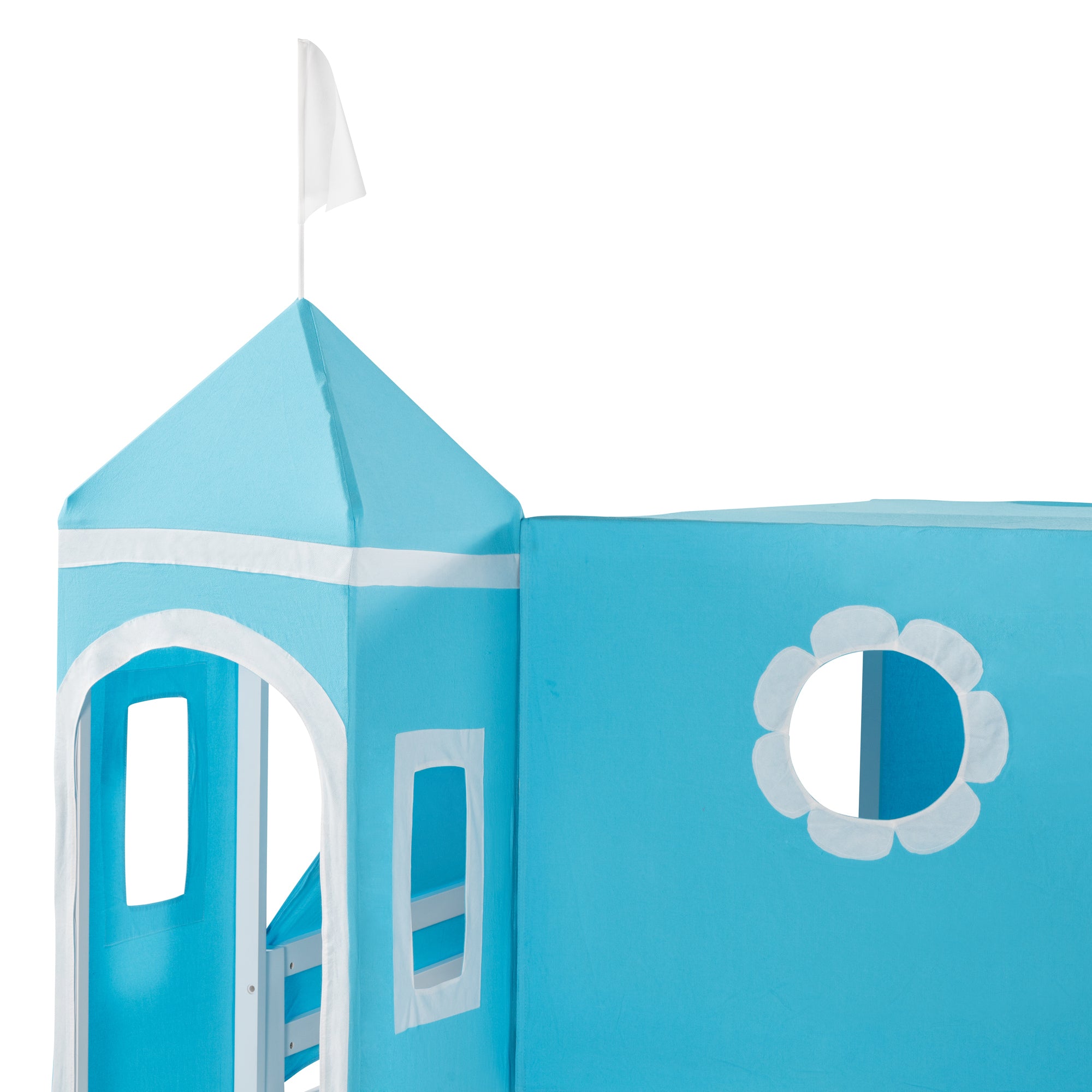 Full Size Bunk Bed with Slide Blue Tent and Tower - Blue