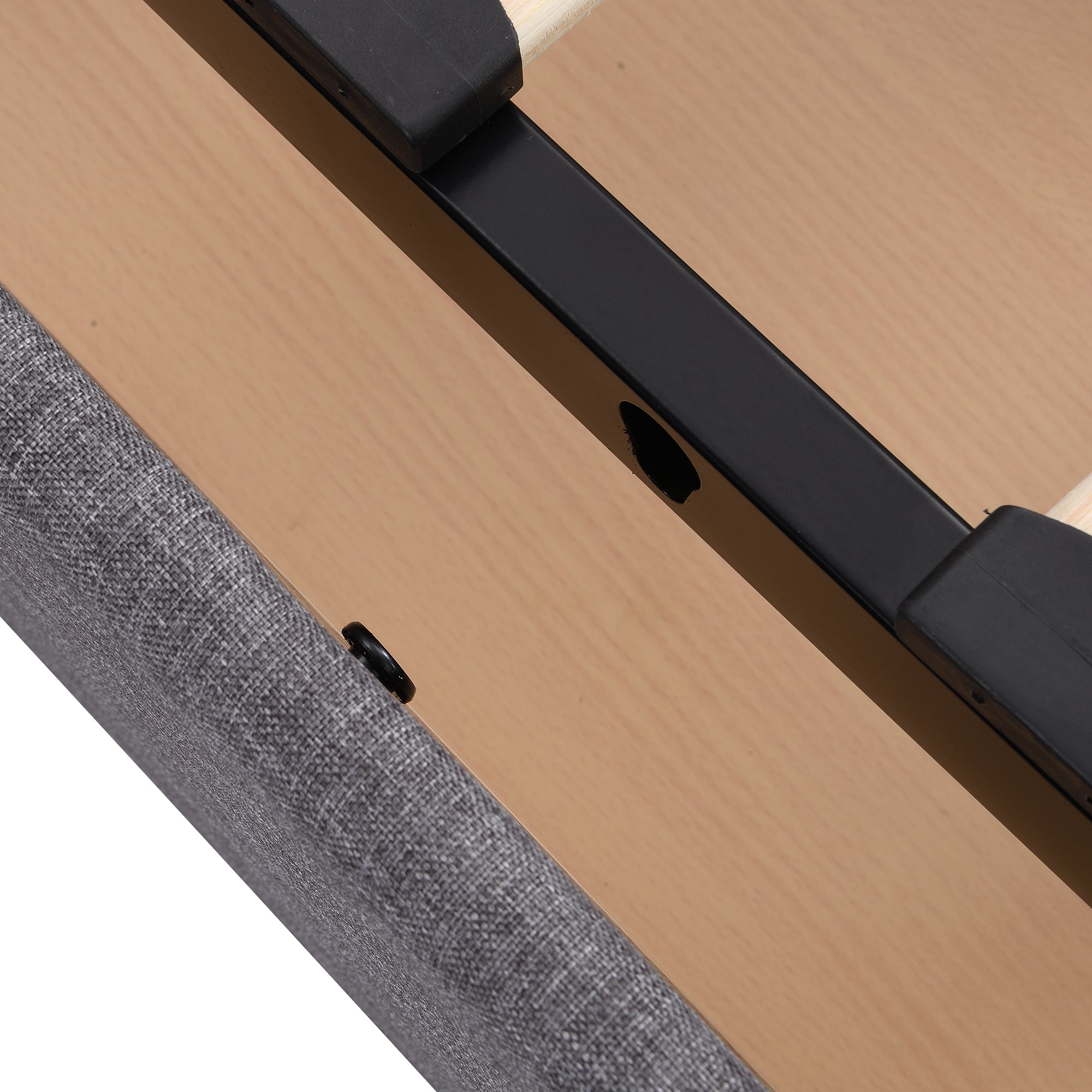 Full Size Upholstered Bed with LED Light and 4 Drawers, Modern Platform Bed with a set of Sockets and USB Ports, Linen Fabric, Gray