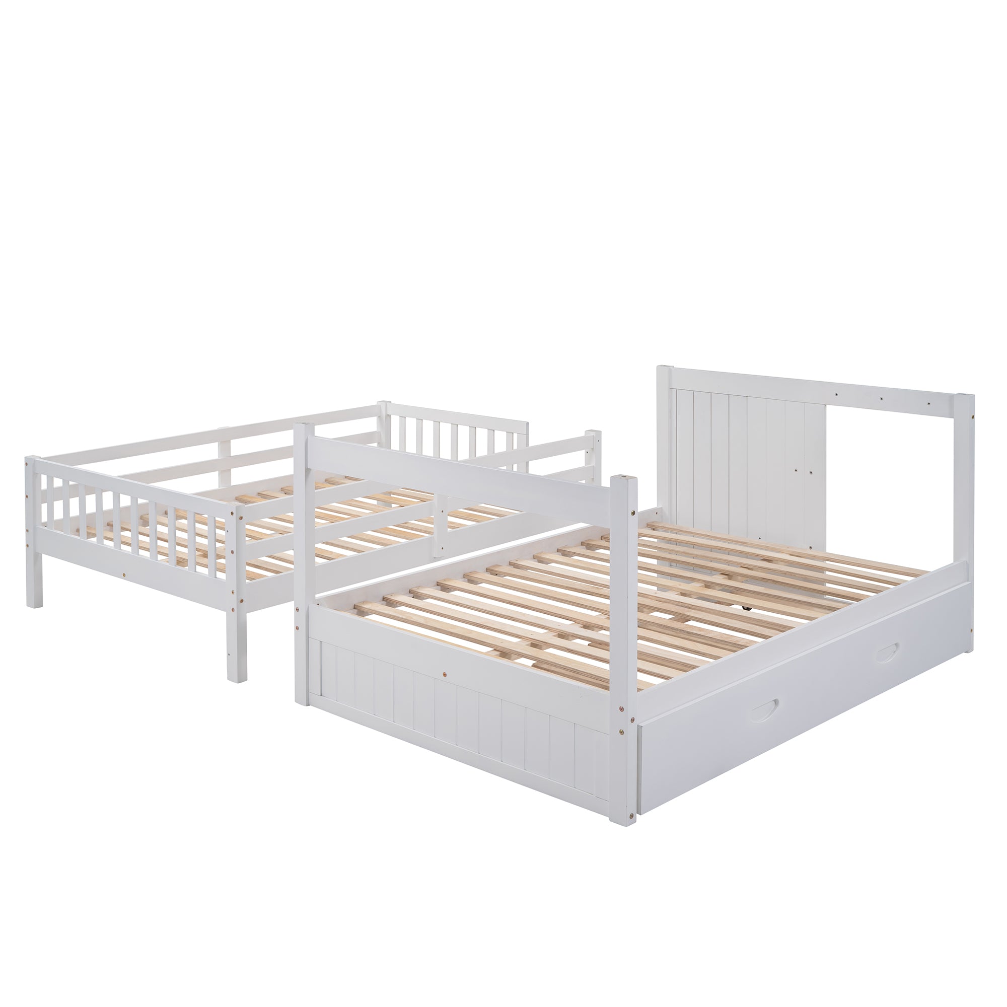 Full over Full Bunk Bed with Twin Size Trundle, White (old sku: LT000026AAK )