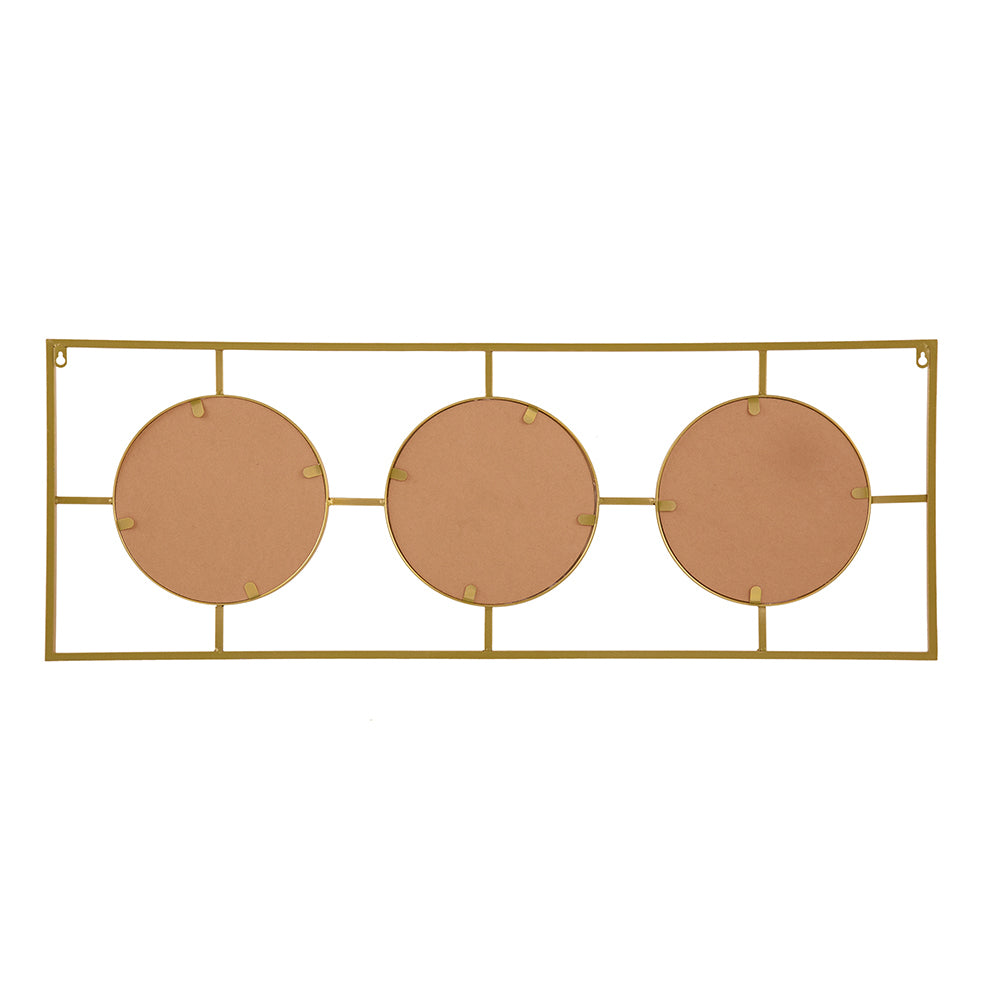 3 Mirror Piece Wall Mirror in Gold Rectangular Frame, Home Wall Decor for Bedroom Living Room, 43"x16"