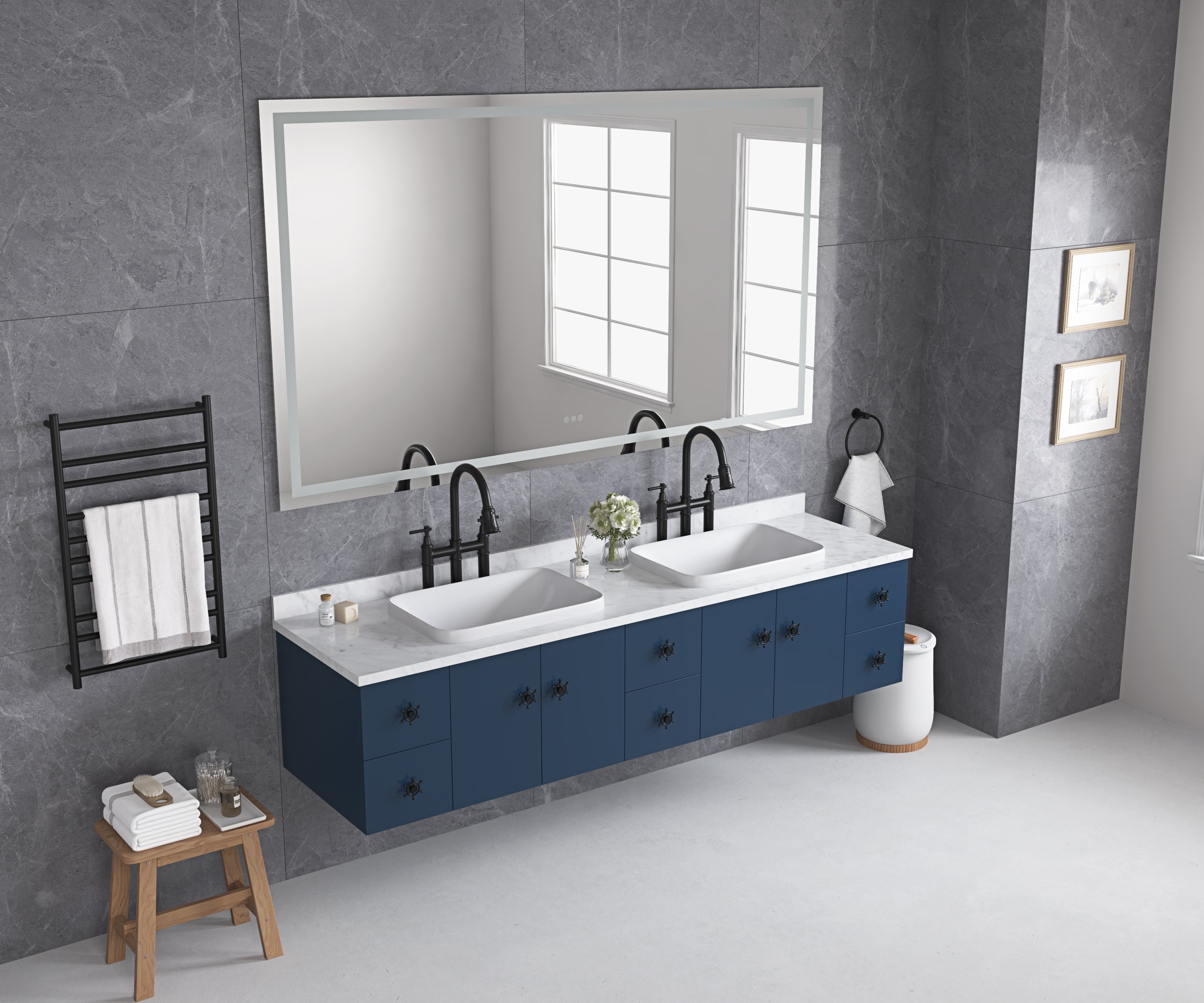 72 in. W x 36 in. H Frameless LED Single Bathroom Vanity Mirror in Polished Crystal Bathroom Vanity LED Mirror with 3 Color Lights Mirror for Bathroom Wall Smart Lighted Vanity Mirrors Dimm