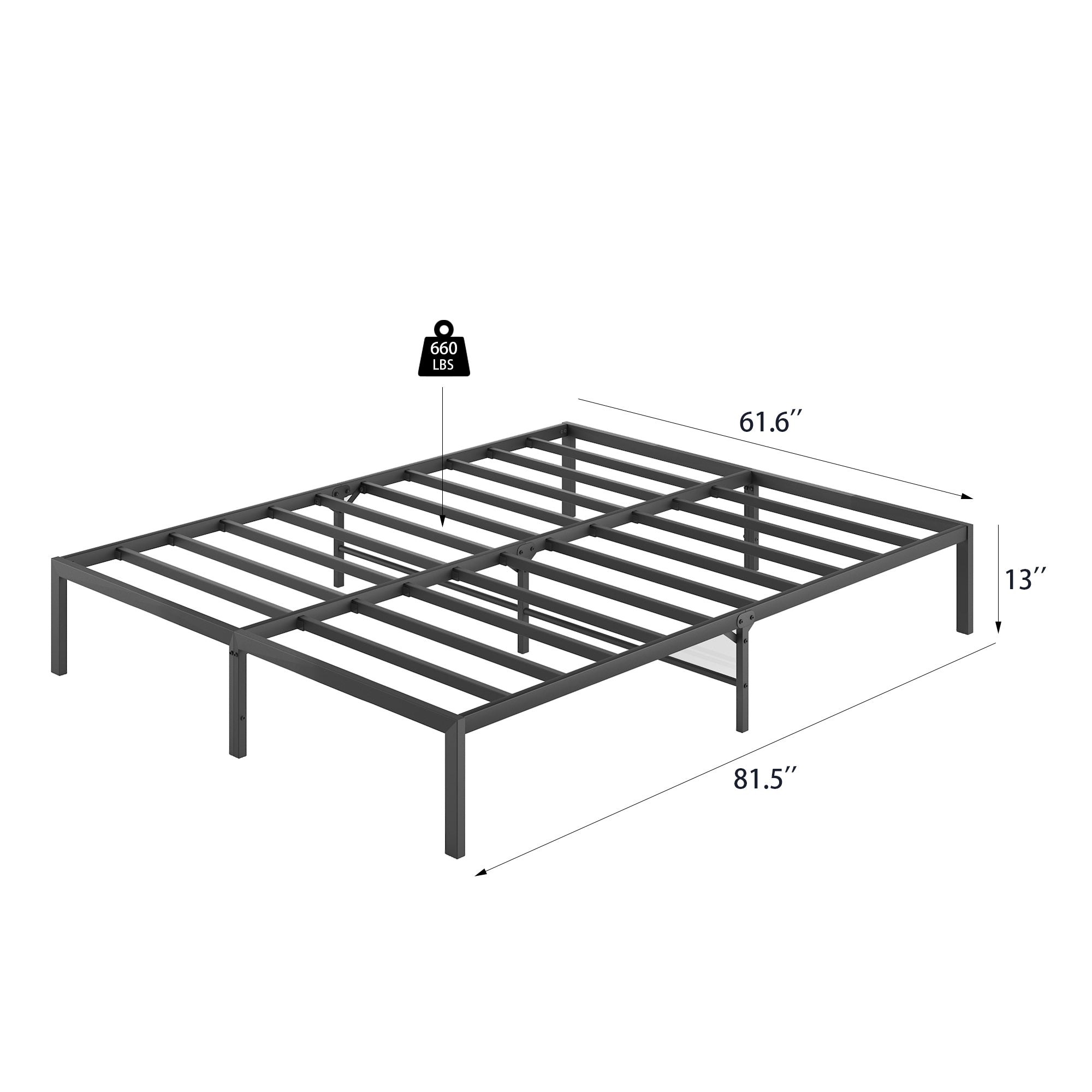 Metal Platform Bed frame ,Sturdy Metal Frame, No Box Spring Needed(Queen)