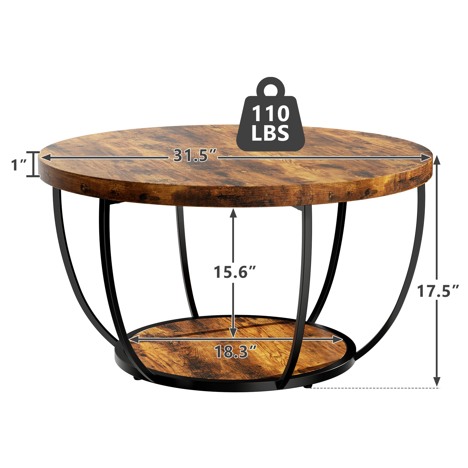 Modern 2-tier Round Coffee Table - Space-saving Accent Table For Living Rooms & Apartments