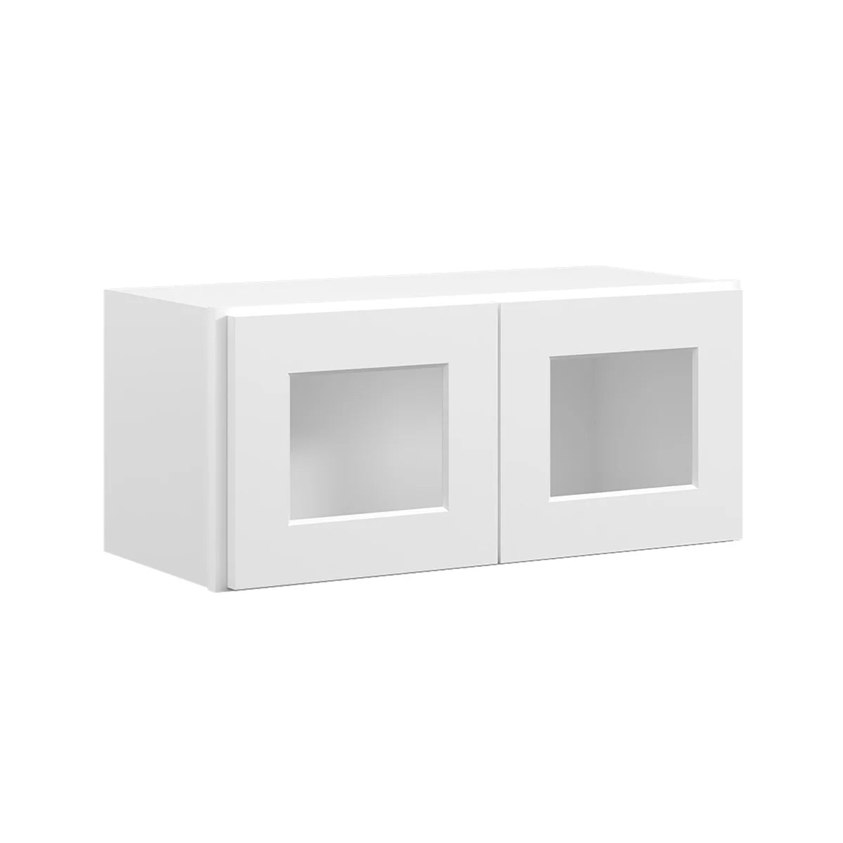 27"W * 12"H * 12"D Shaker White Glass Wall Kitchen Cabinet with Adjustable Shelves