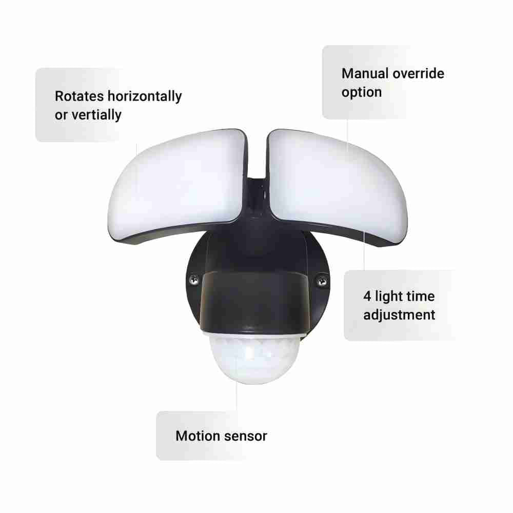 200-Watt Equivalent 2200 Lumen with a Convenient Switch Black Motion Sensing LED Flood Light, 3 Bulbs Included(3-Pack)