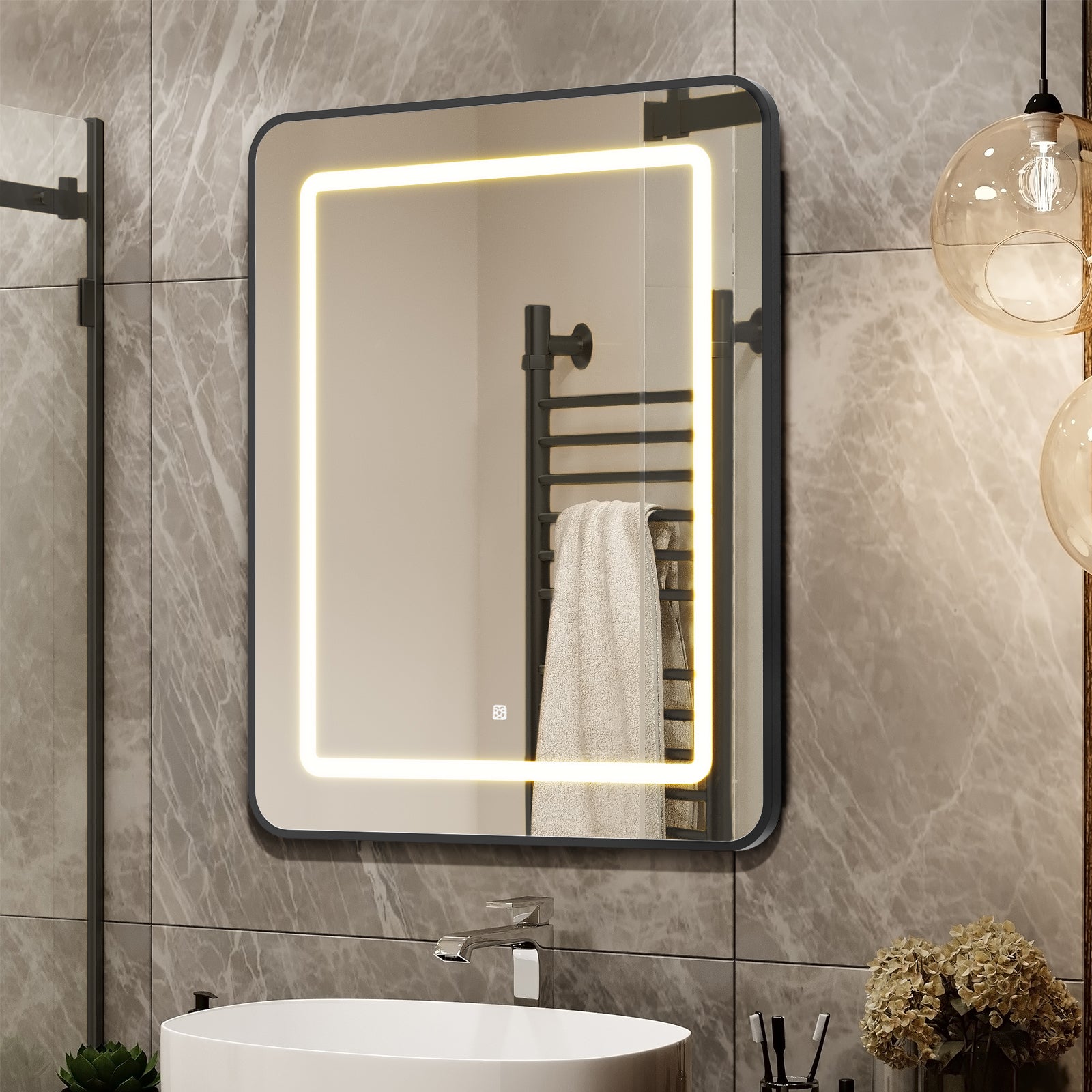 16 x 24 Inch Black Bathroom Medicine Cabinet with Mirror