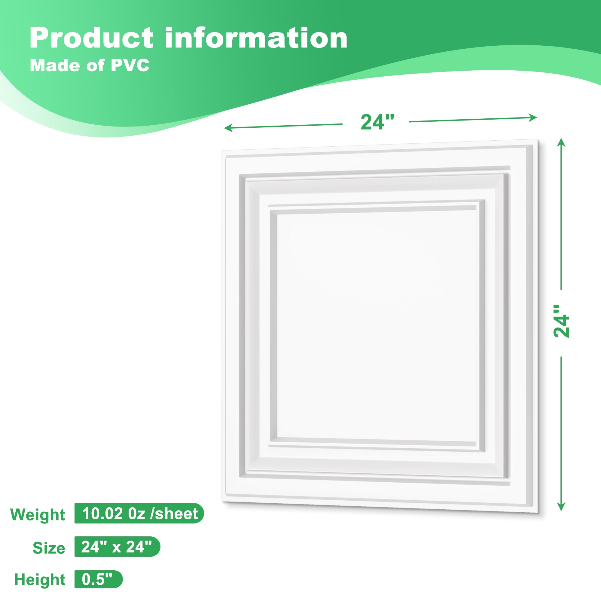 PVC Ceiling Tiles, 2x2 Feet Glue Up Plastic Sheet in Black, Suitable for Kitchen, Living Room, and Home Decorative Ceilings (12-Pack, 48 Sq.ft)