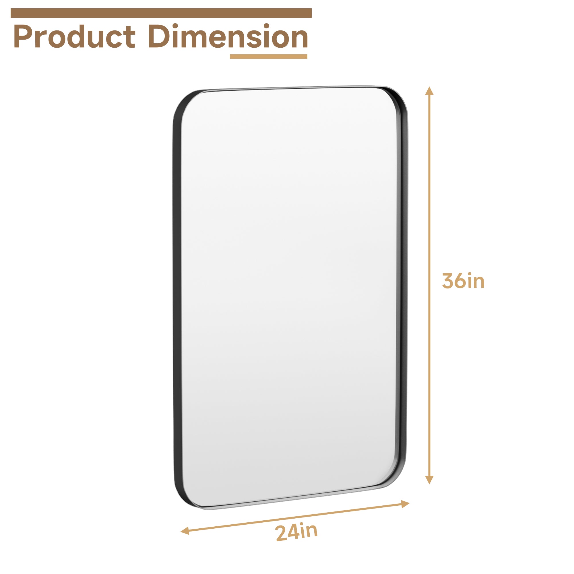 24 in. W x 36 in. H Tempered Glass Rectangular Framed Wall-Mounted Bathroom Vanity Mirror in Black