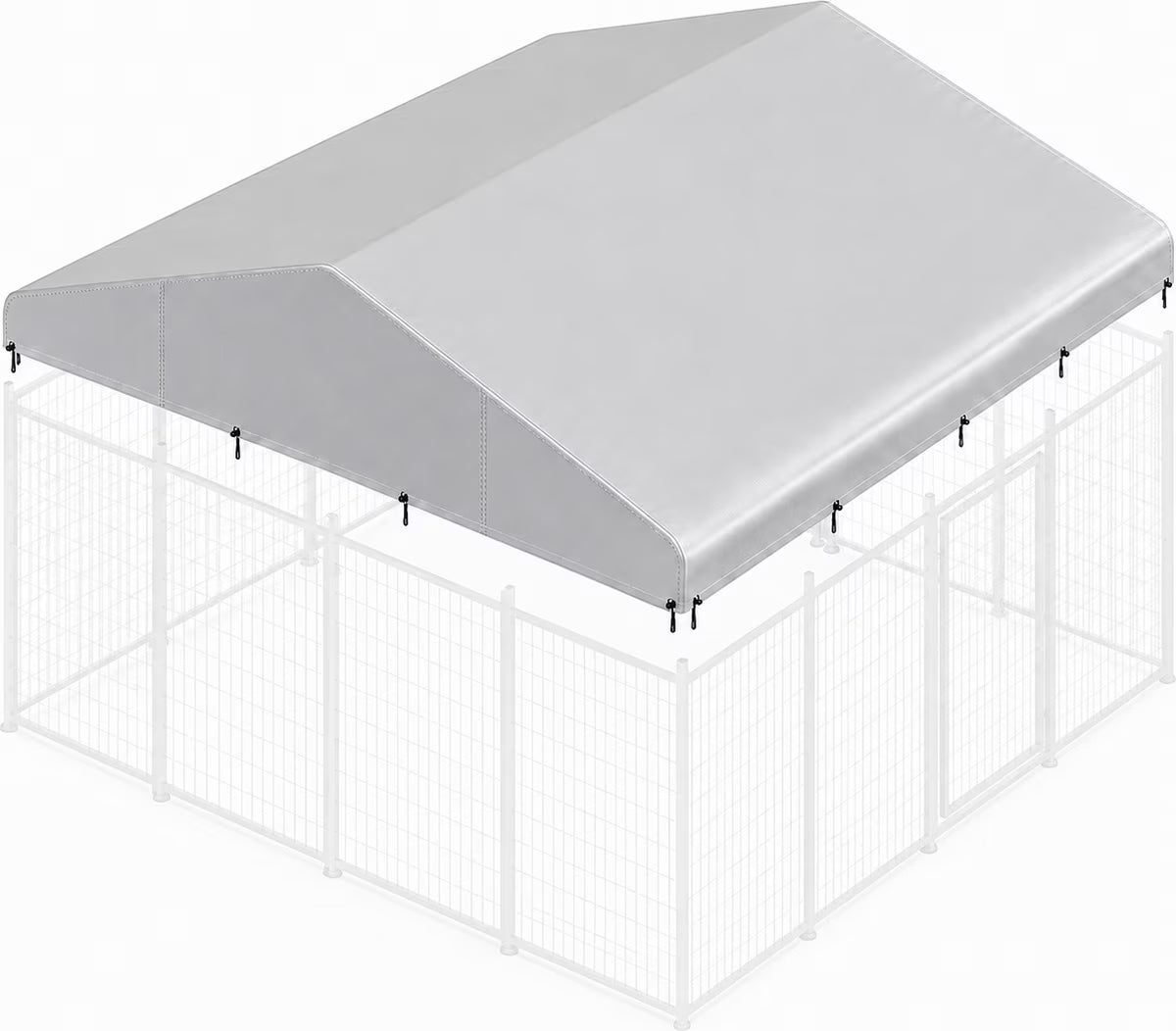 Outdoor Waterproof Canopy Replacement Roof Shade Cover Dog Kennel Accessory, Silver, 10 x 10 x 2.5-in