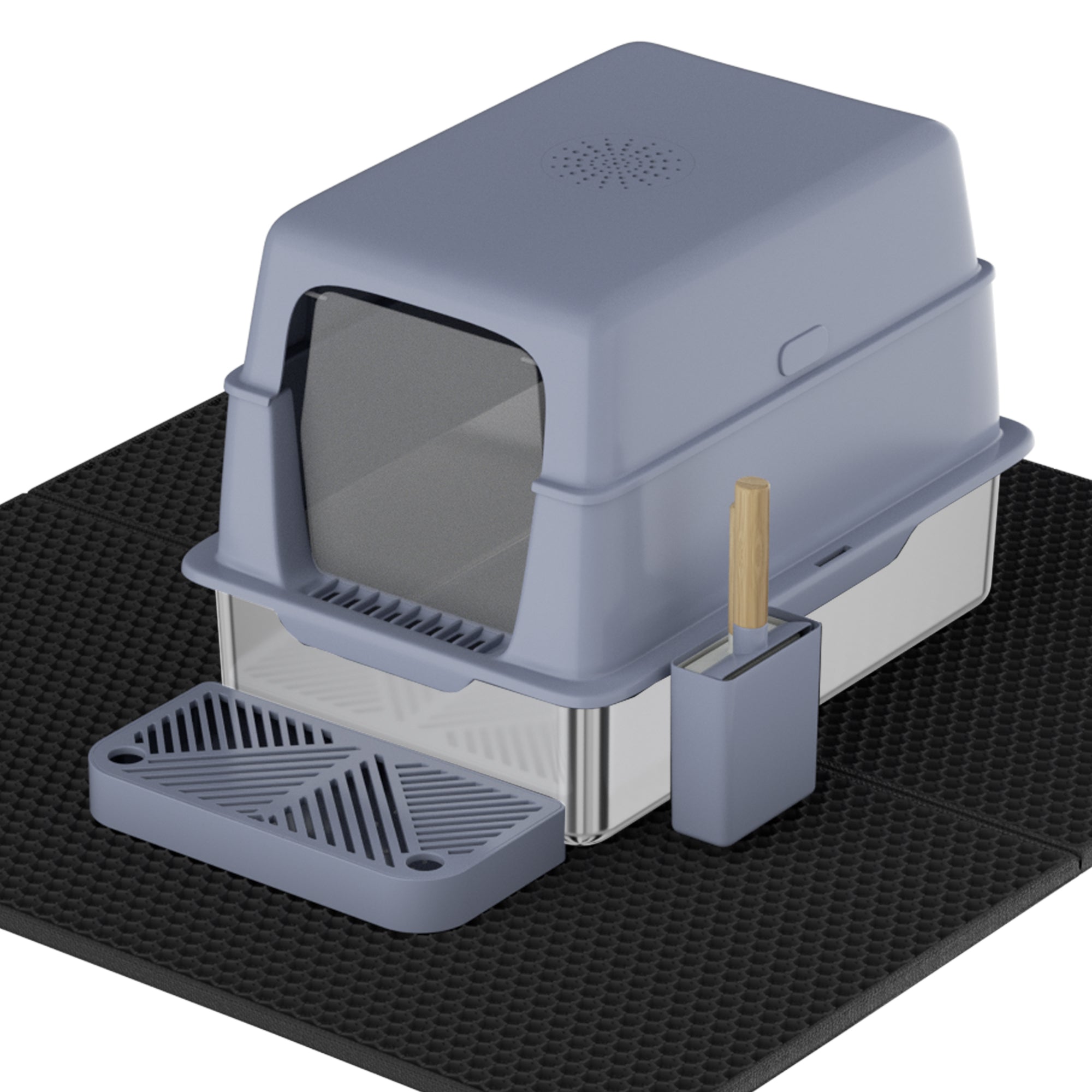 Extra Large 19.6 in. x 19.6 in. Stainless Steel Cat Litter Box with High Sided