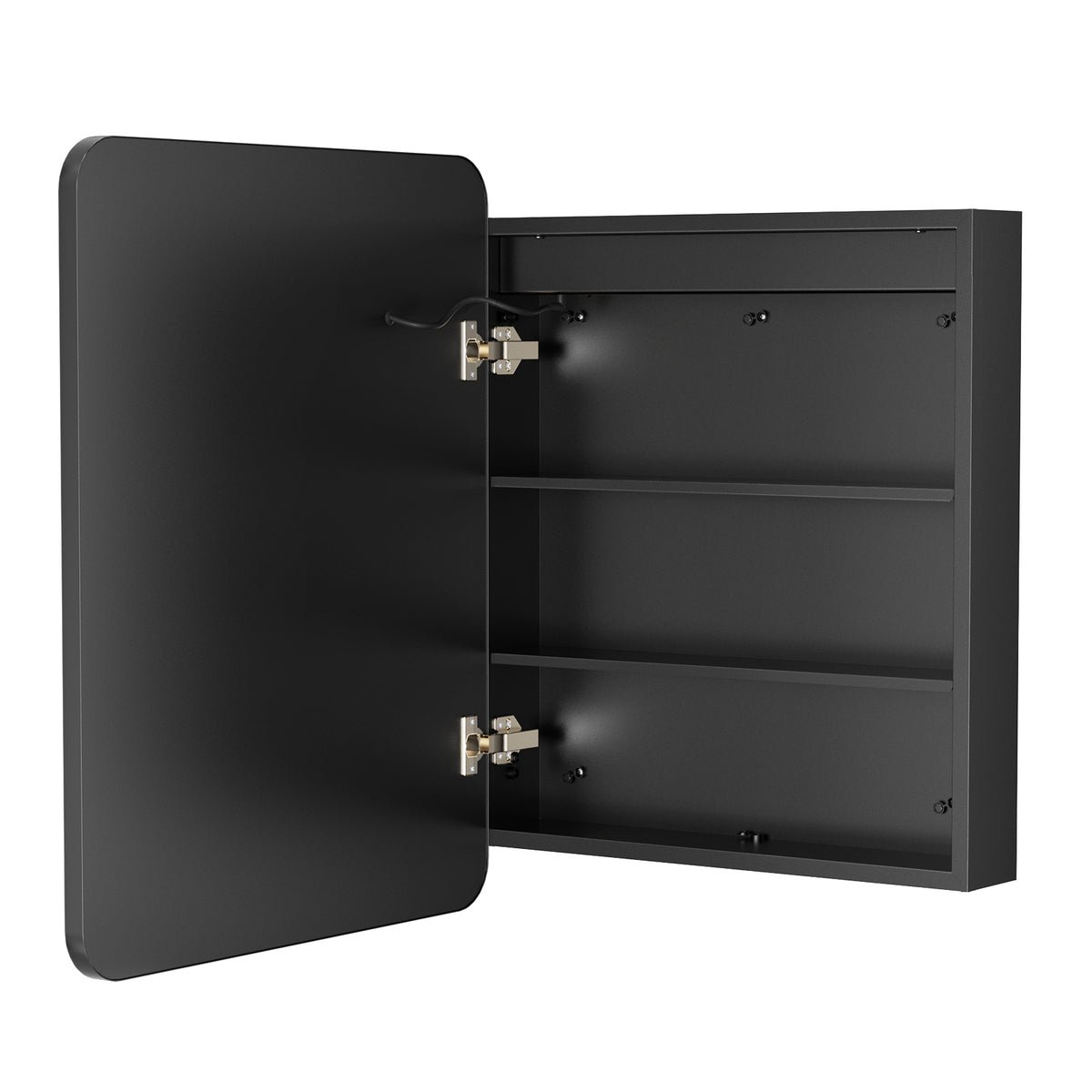 16 x 24 Inch Black Bathroom Medicine Cabinet with Mirror