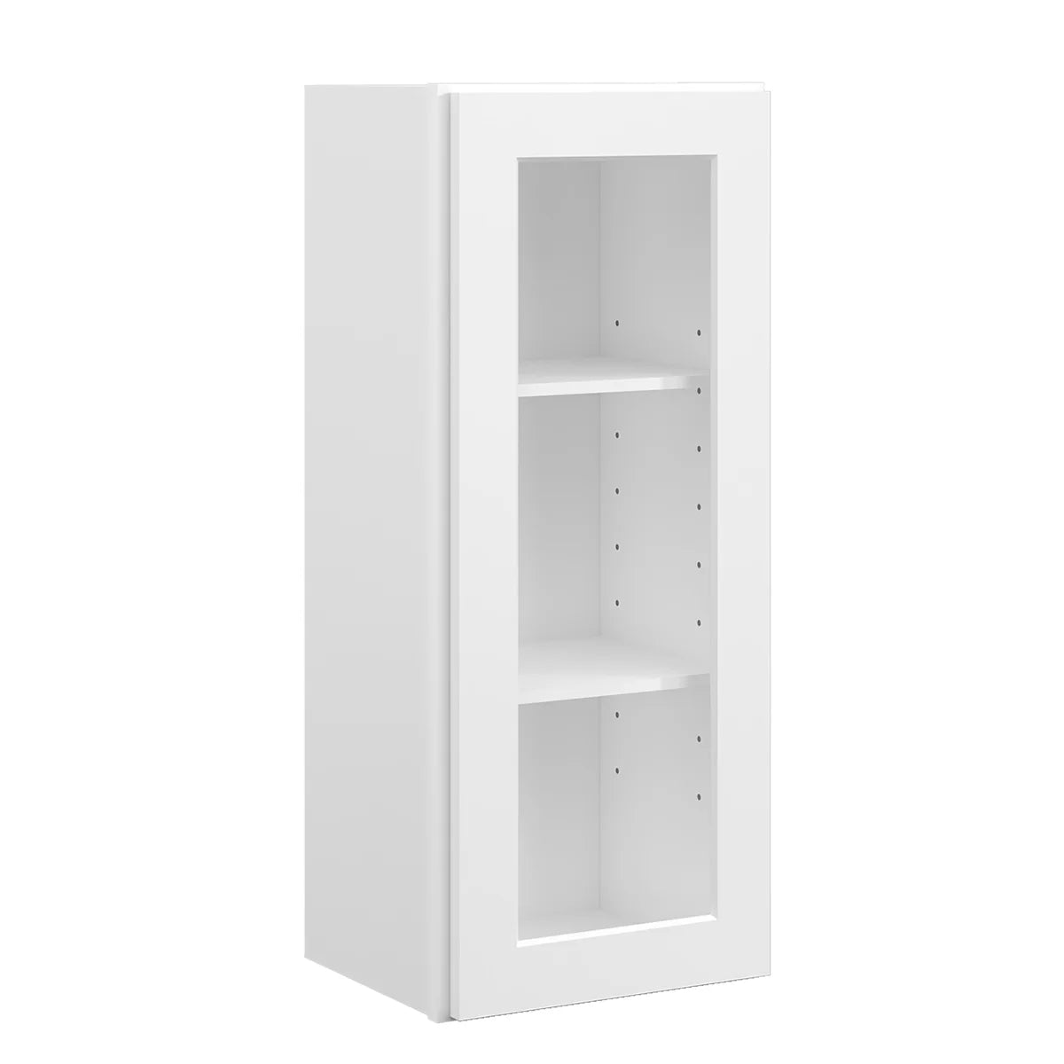 15"W * 36"H * 12"D Shaker White Glass Wall Kitchen Cabinet
