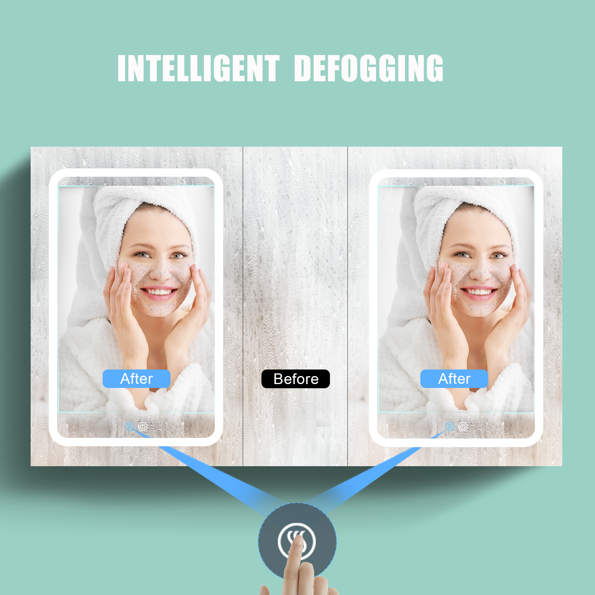 50x30 Inch LED Bathroom Medicine Cabinet Surface Mount Double Door Lighted Medicine Cabinet, Medicine Cabinets for Bathroom with Mirror Defogging, Dimmer White