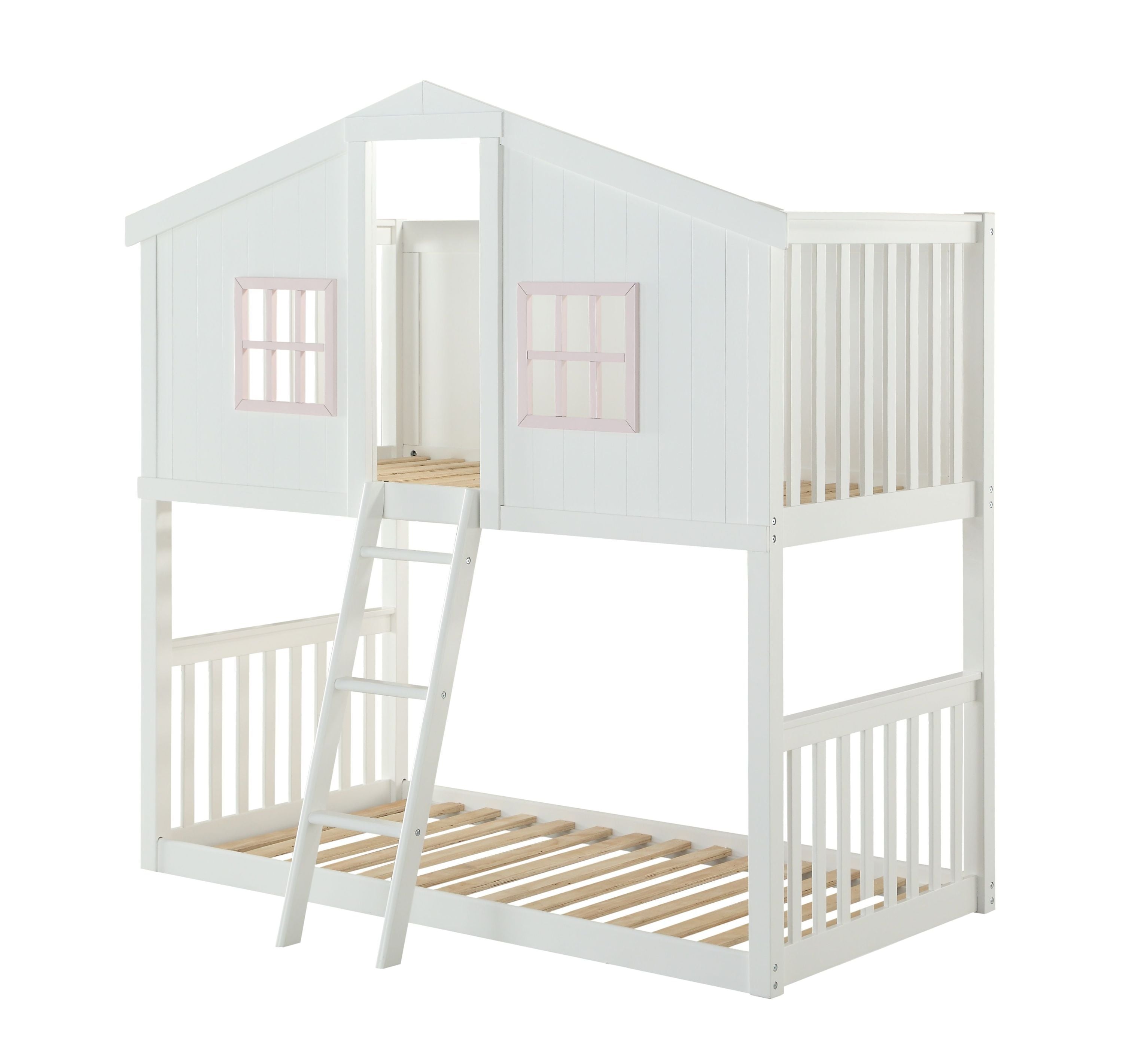 Rohan Cottage Bunk Bed (Twin/Twin), White & Pink (1Set/2Ctn) 37410