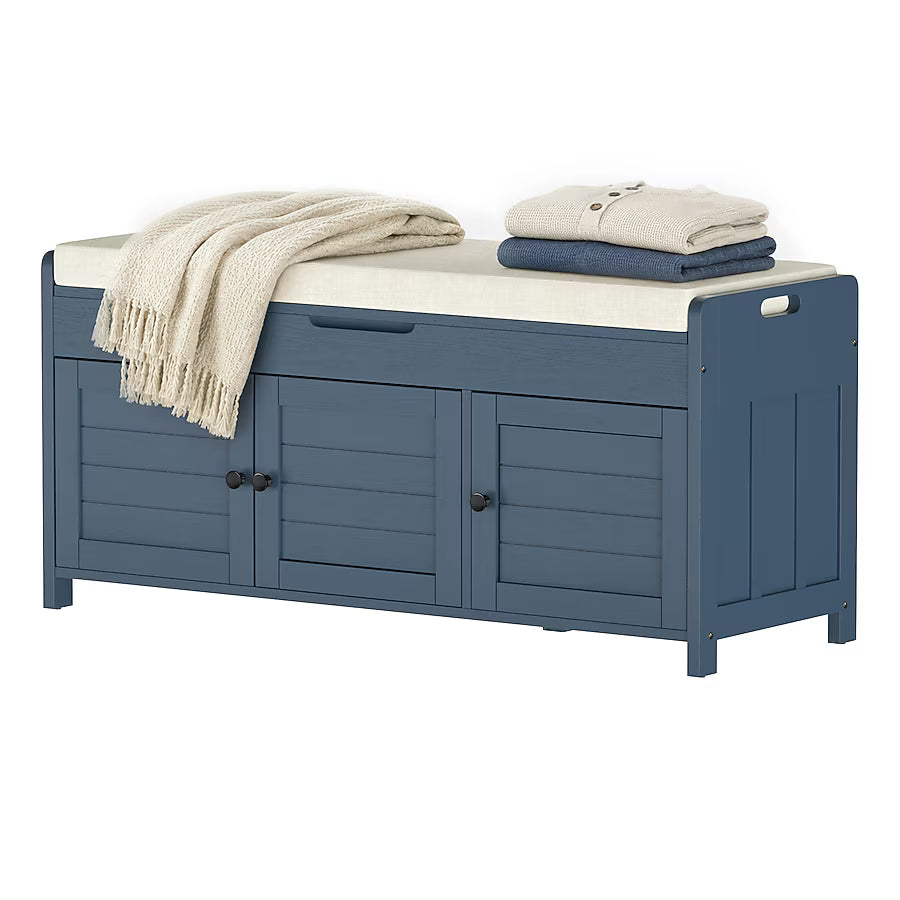 43.5-in W 3-Door Storage Bench with Cushion and Hidden Storage for Entryway