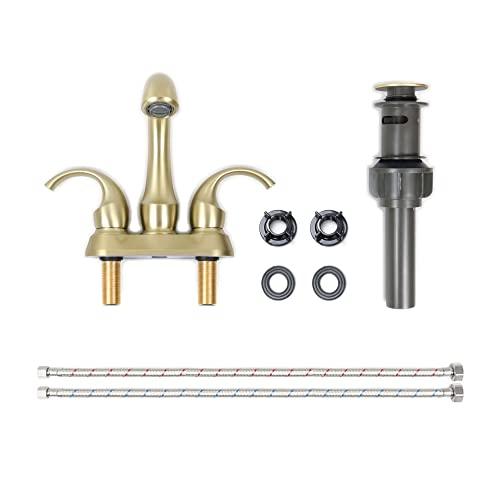 4‘’ Centerset 2-Handle Bathroom Faucet With Drain Kit Included in Bronze