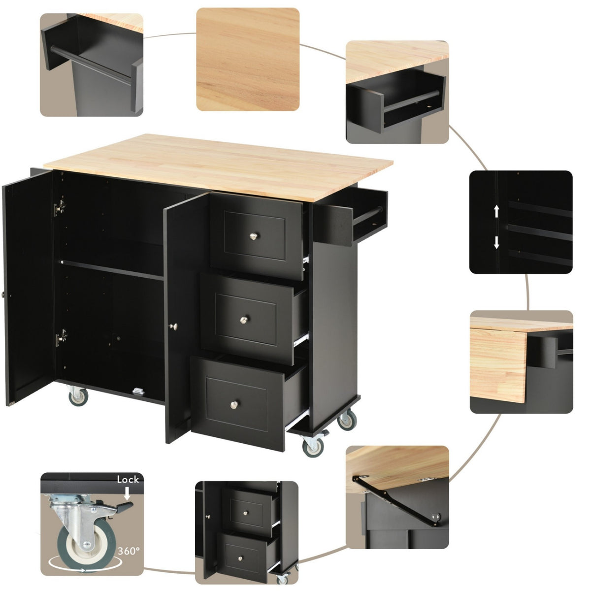 Rolling Mobile Kitchen Island Kitchen Island Cart, for Kitchen, Dining Room