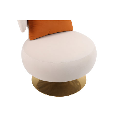 Swivel Barrel Sofa Chair with Open Back & Metal Base