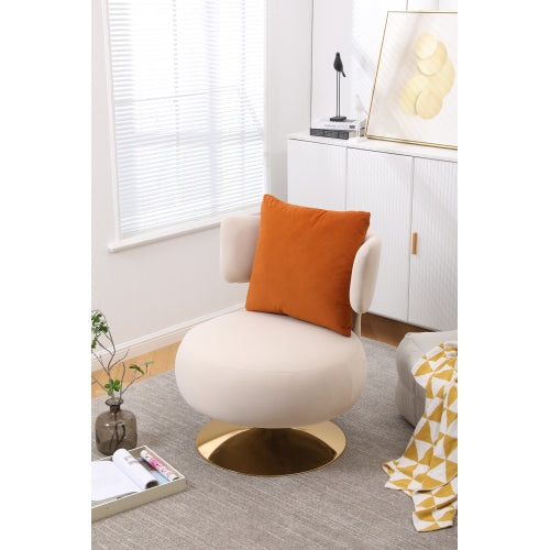 Swivel Barrel Sofa Chair with Open Back & Metal Base