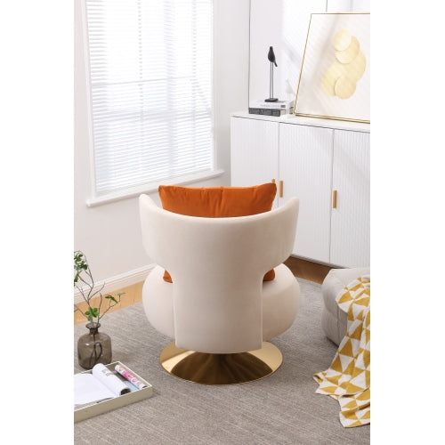 Swivel Barrel Sofa Chair with Open Back & Metal Base