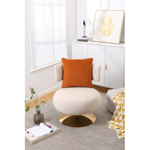 Swivel Barrel Sofa Chair with Open Back & Metal Base
