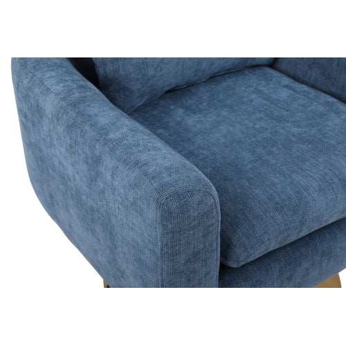 Classic Mid-Century Swivel Barrel Chair in Blue Linen