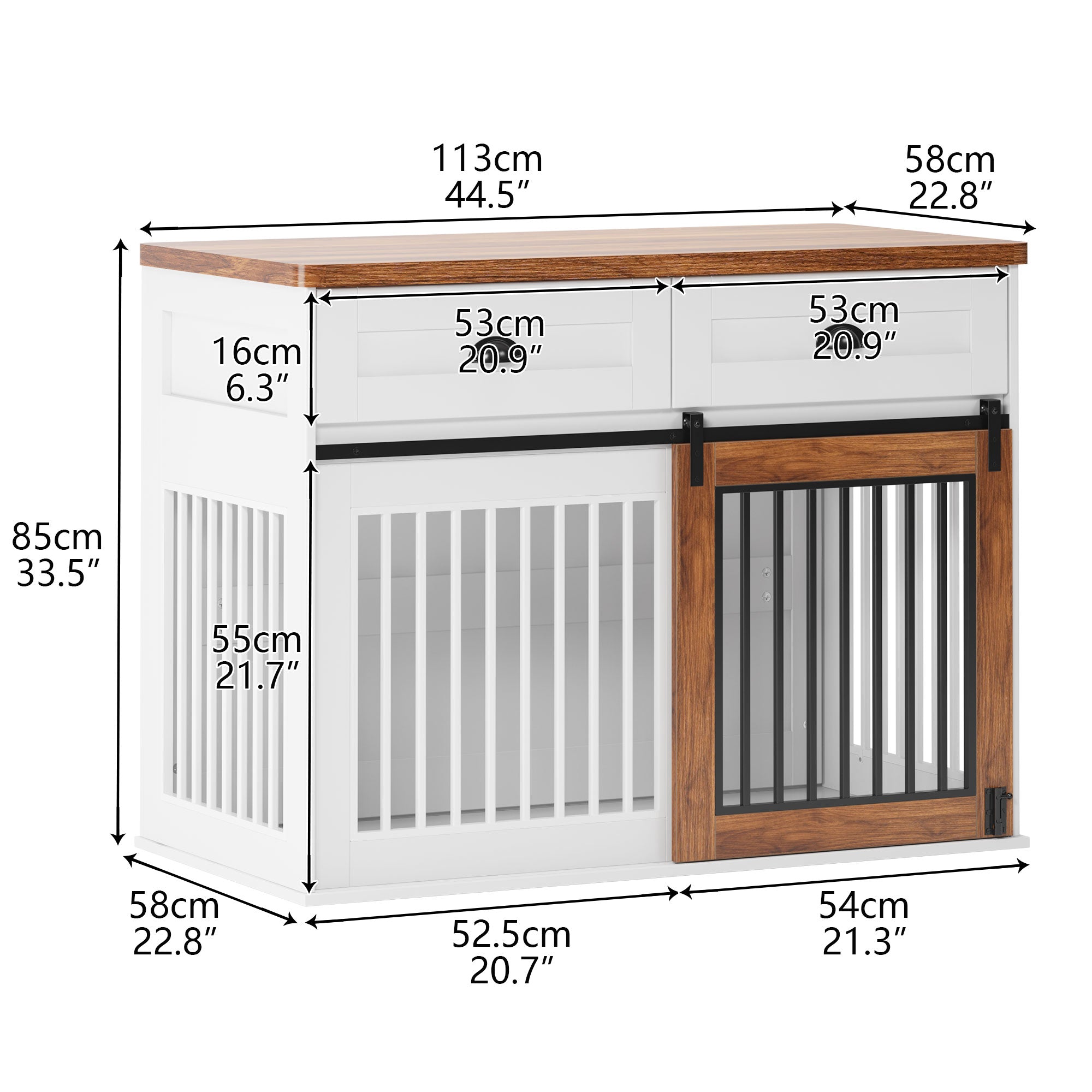 AHCEDARS Heavy Duty Dog Cage for Pets, Suitable for Medium Large Dogs, Cedar Furniture Style Cage, with Double Door Pet House Wooden Cage, Modern Dog House Furniture Room