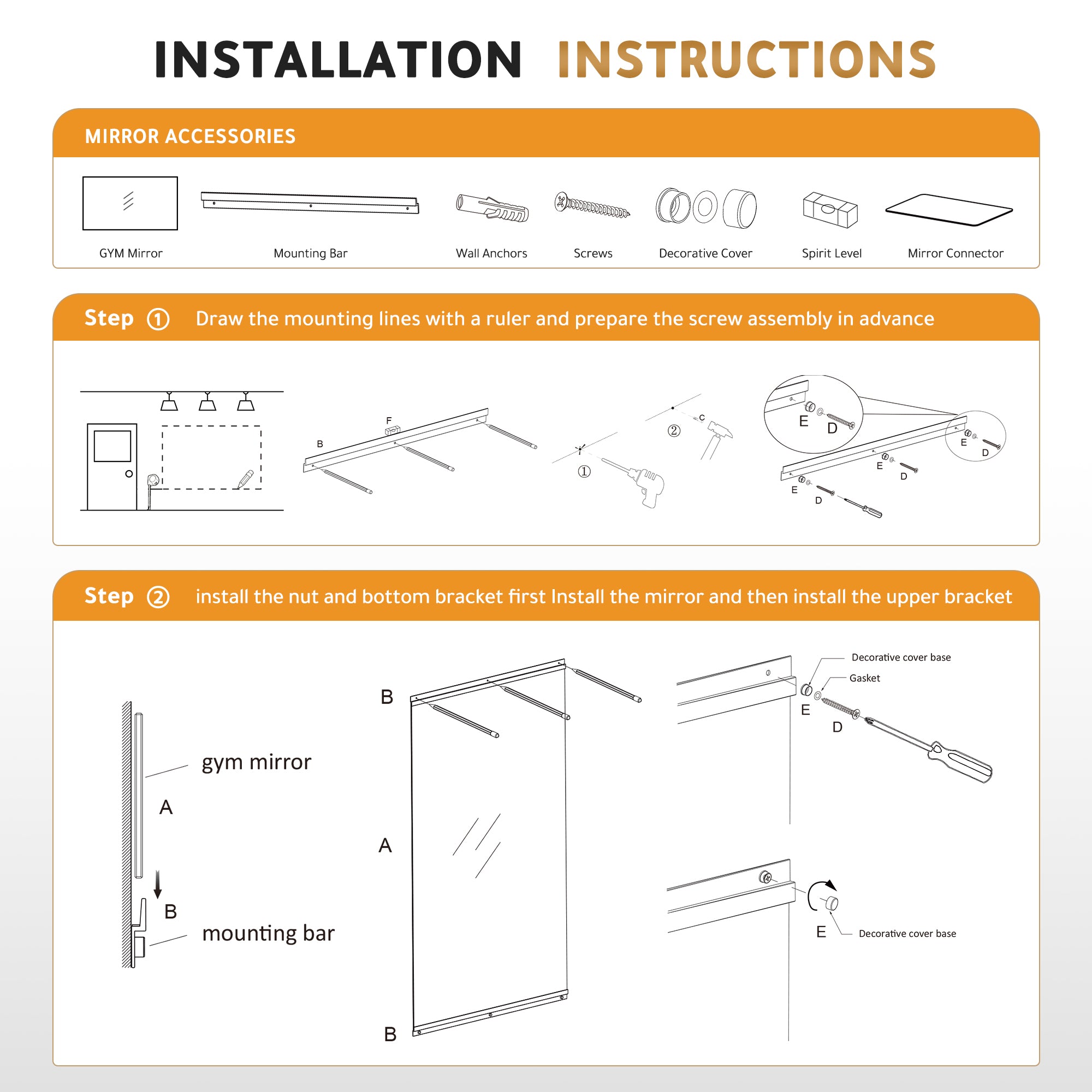 Workout Mirrors for Home Gym 60"x26"