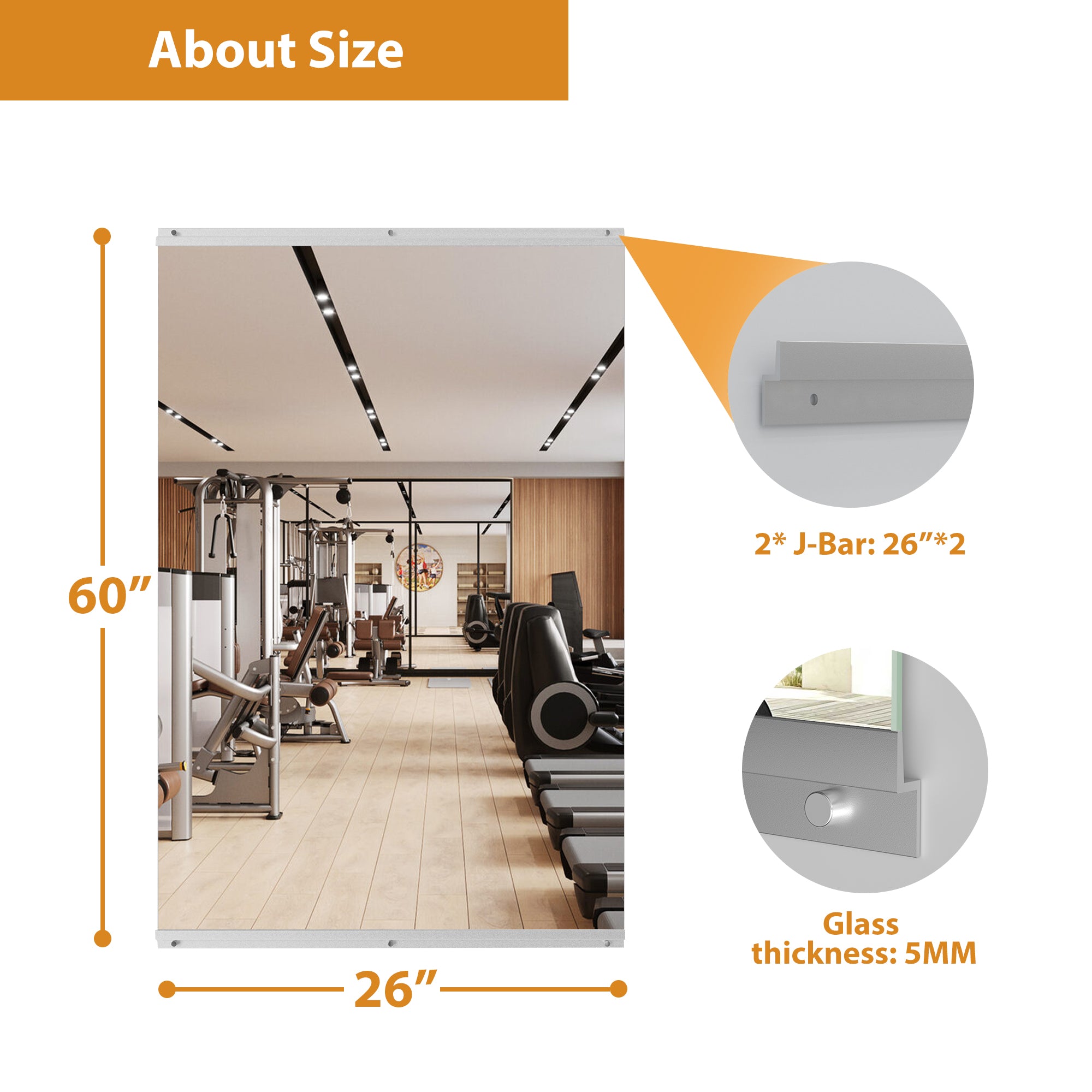 Workout Mirrors for Home Gym 60"x26"