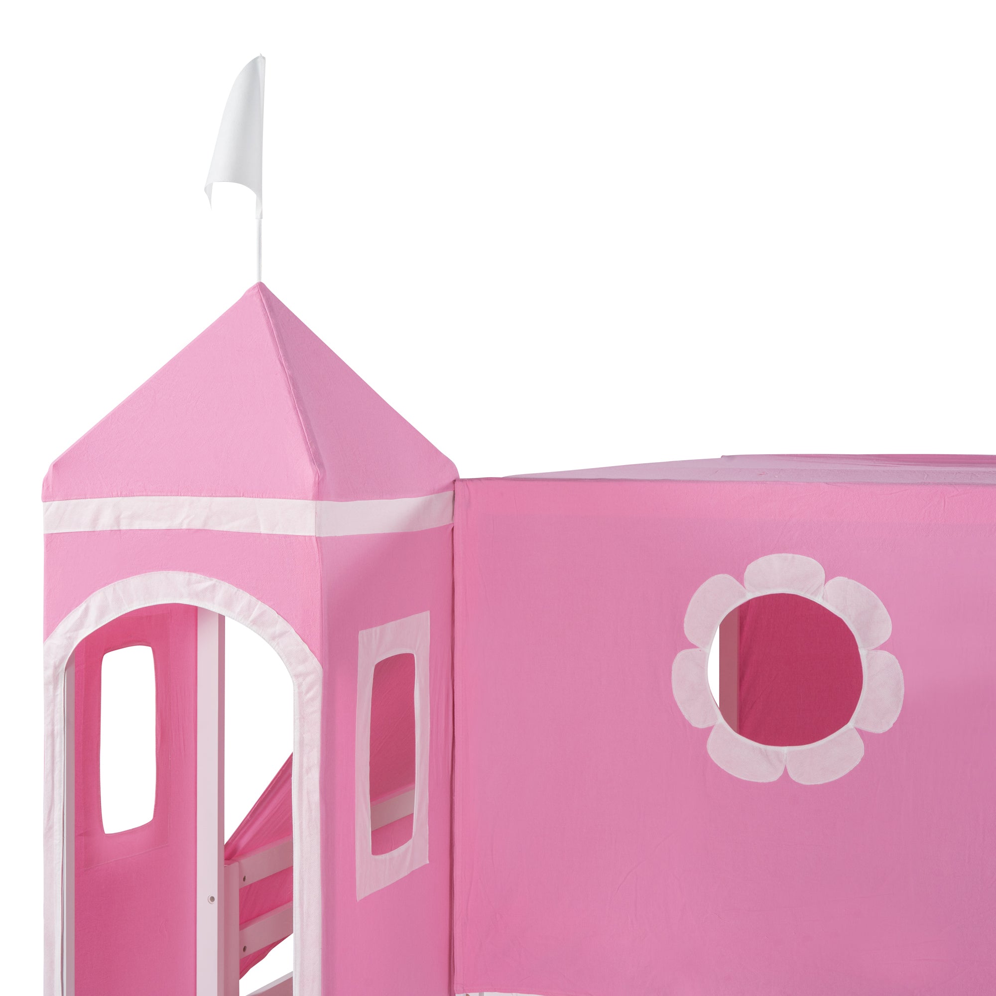 Full Size Bunk Bed with Slide Pink Tent and Tower - Pink