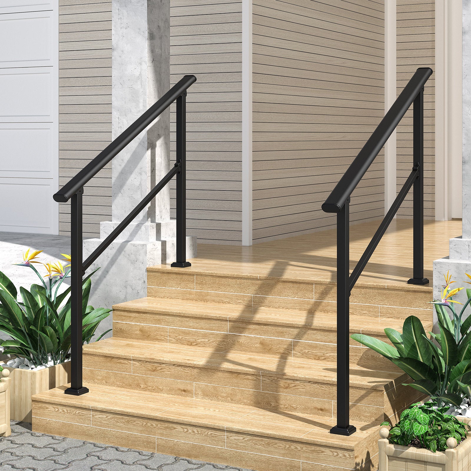 Hand Rails for Outdoor Steps, Wrought Iron Railing, Porch And Stair Railing Kit