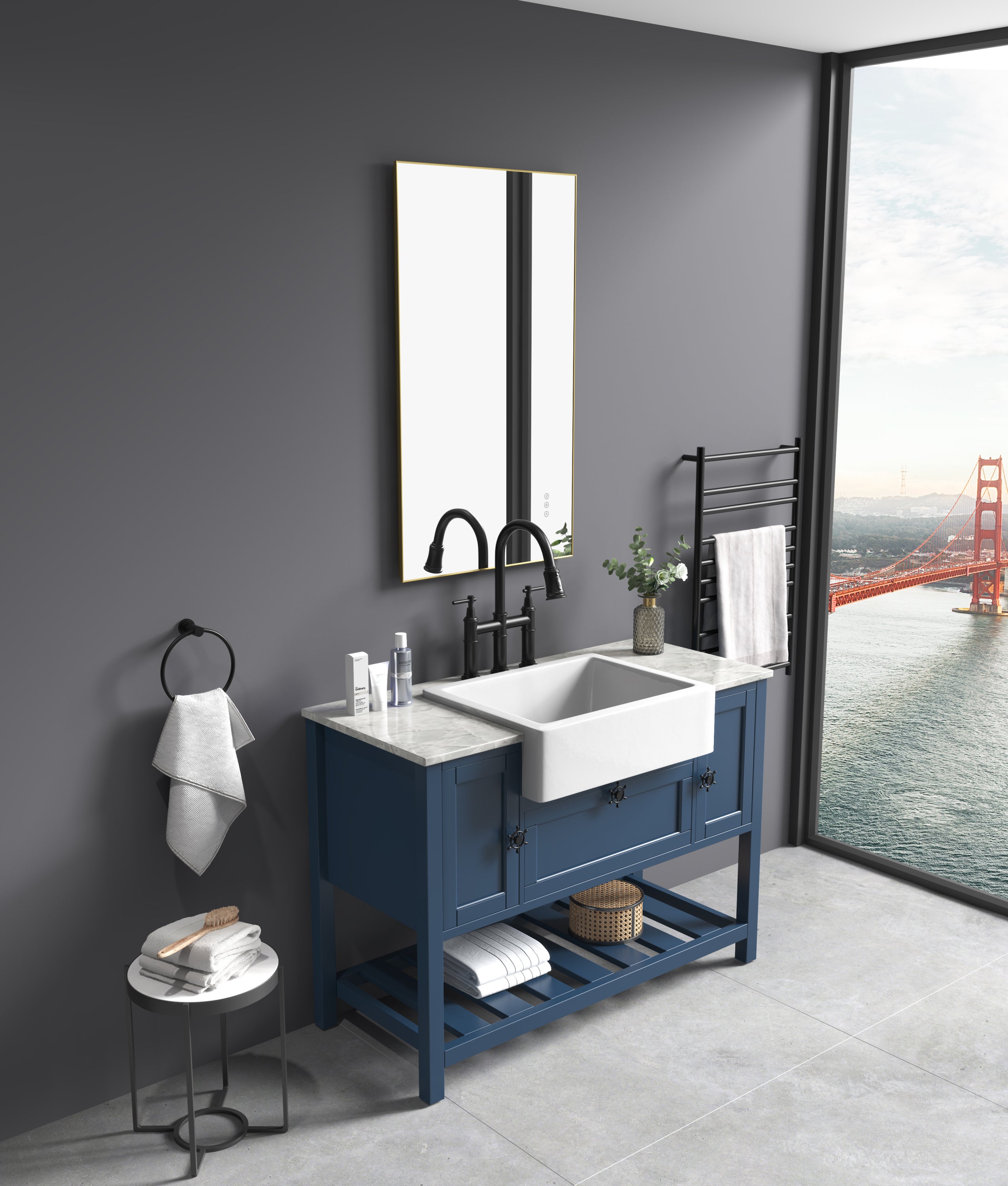 bathroom led mirror is multi-functional and each function is controlled by a smart touch button.