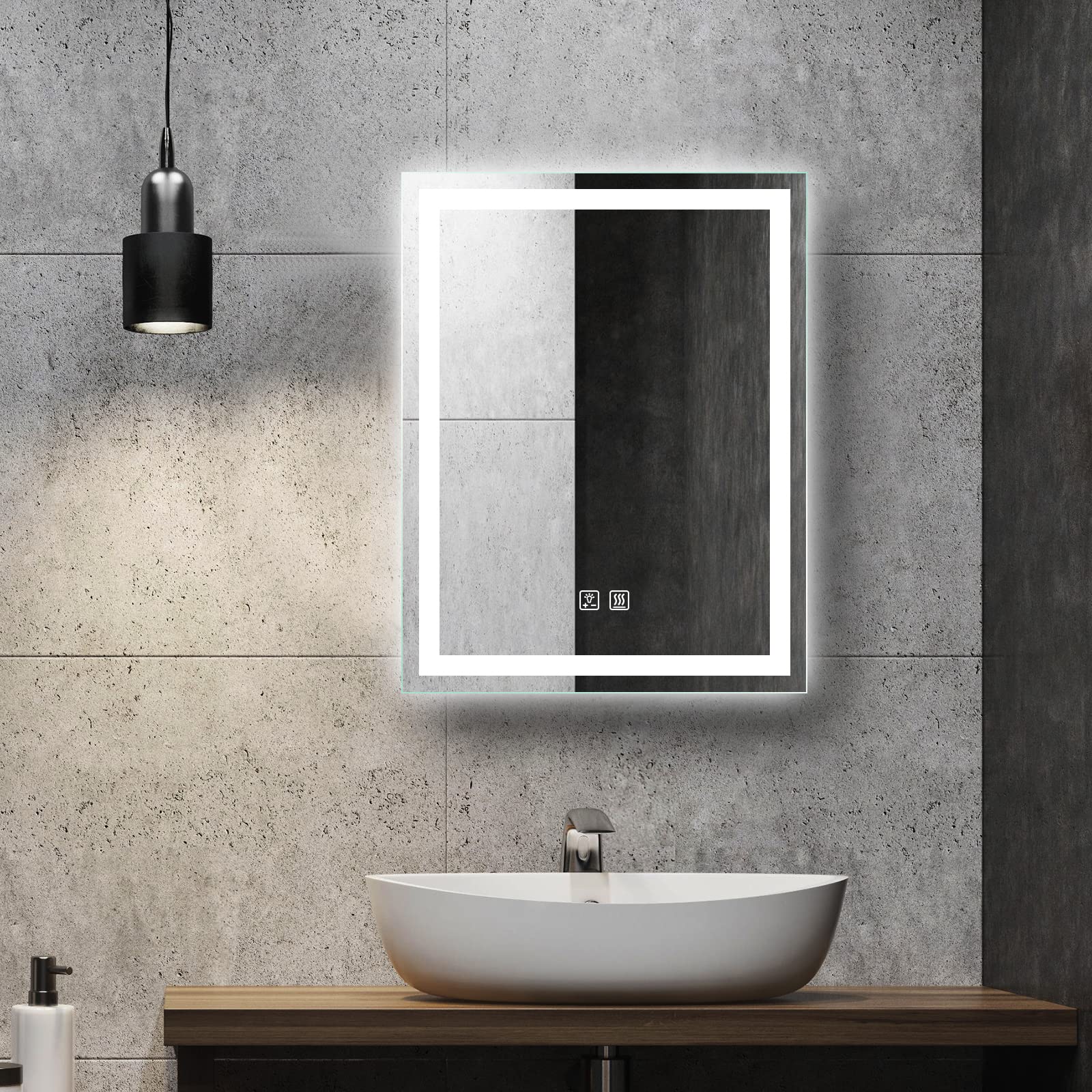 Frameless Frosted Square Led Bathroom Mirrors with Dimmable Lights